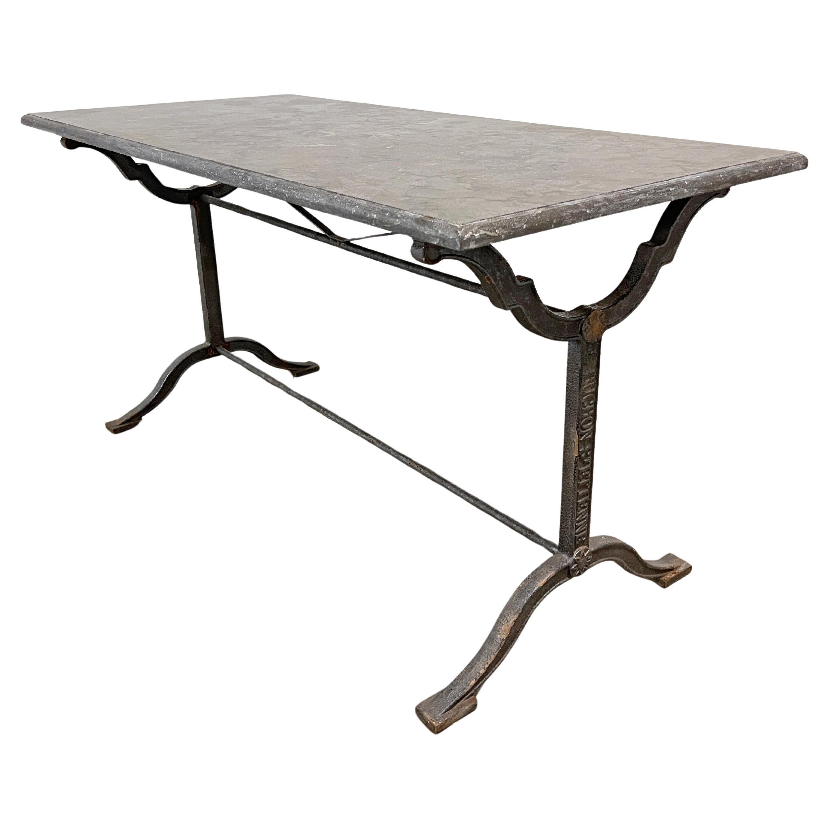 Mesa bistro francesa de hierro fundido del siglo XIX, fundición L. Buchon St. Etienne