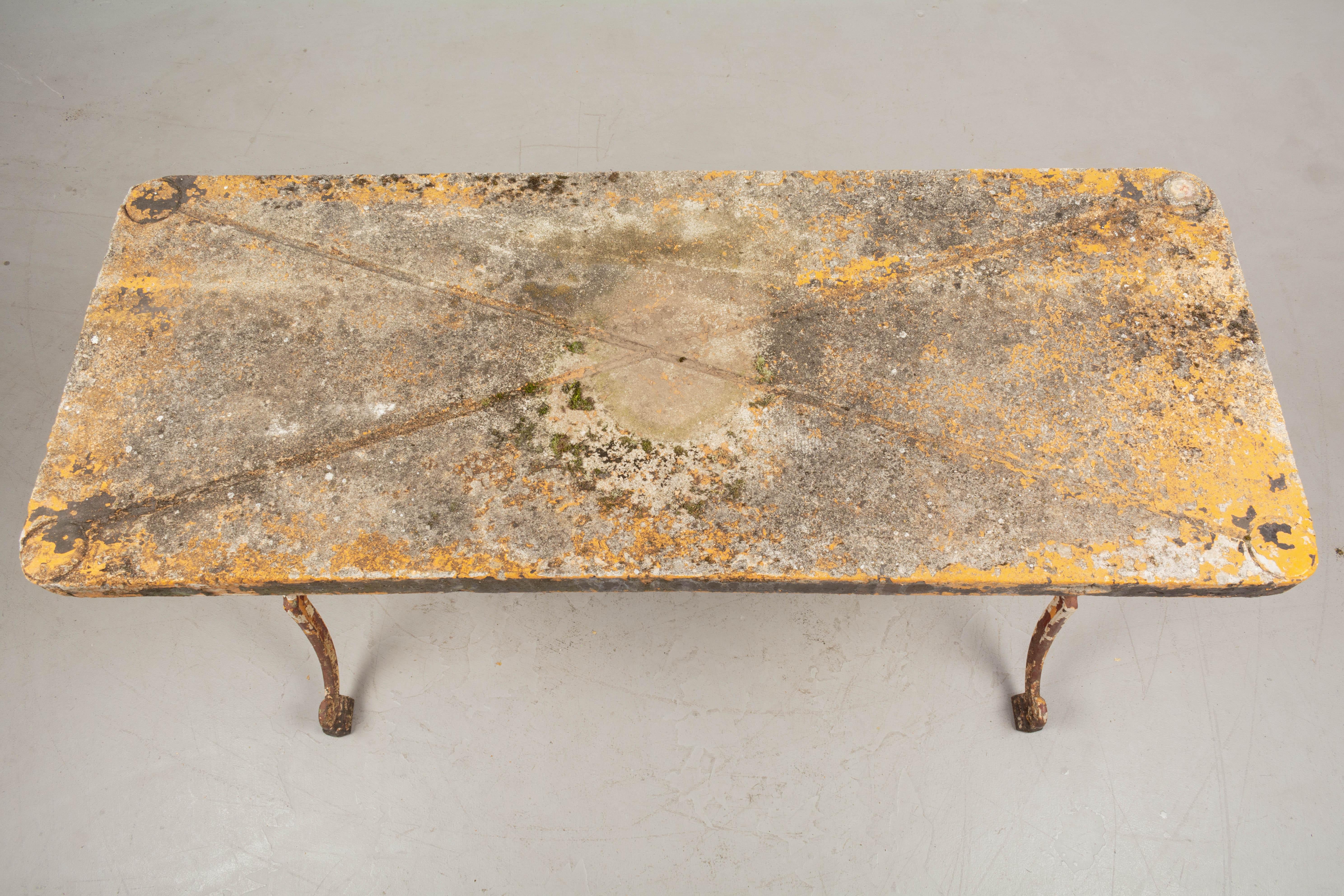 19th Century French Cast Iron Bistro Table with Concrete Top 7