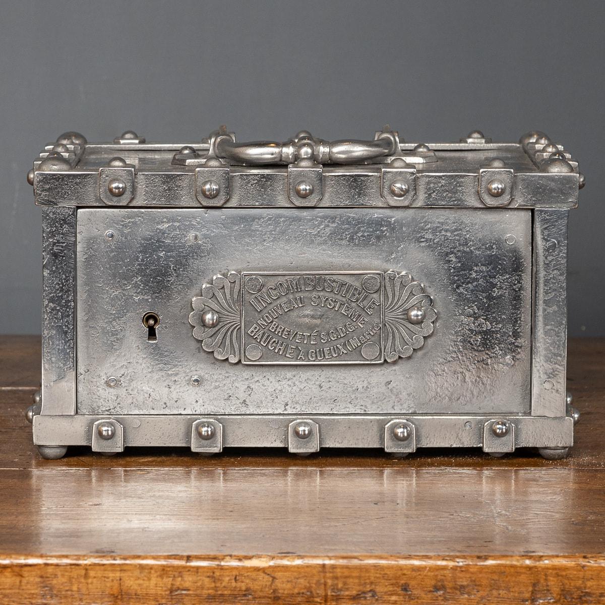 19th Century French Cast Iron Bound Strong Box, circa 1850 In Good Condition In Royal Tunbridge Wells, Kent