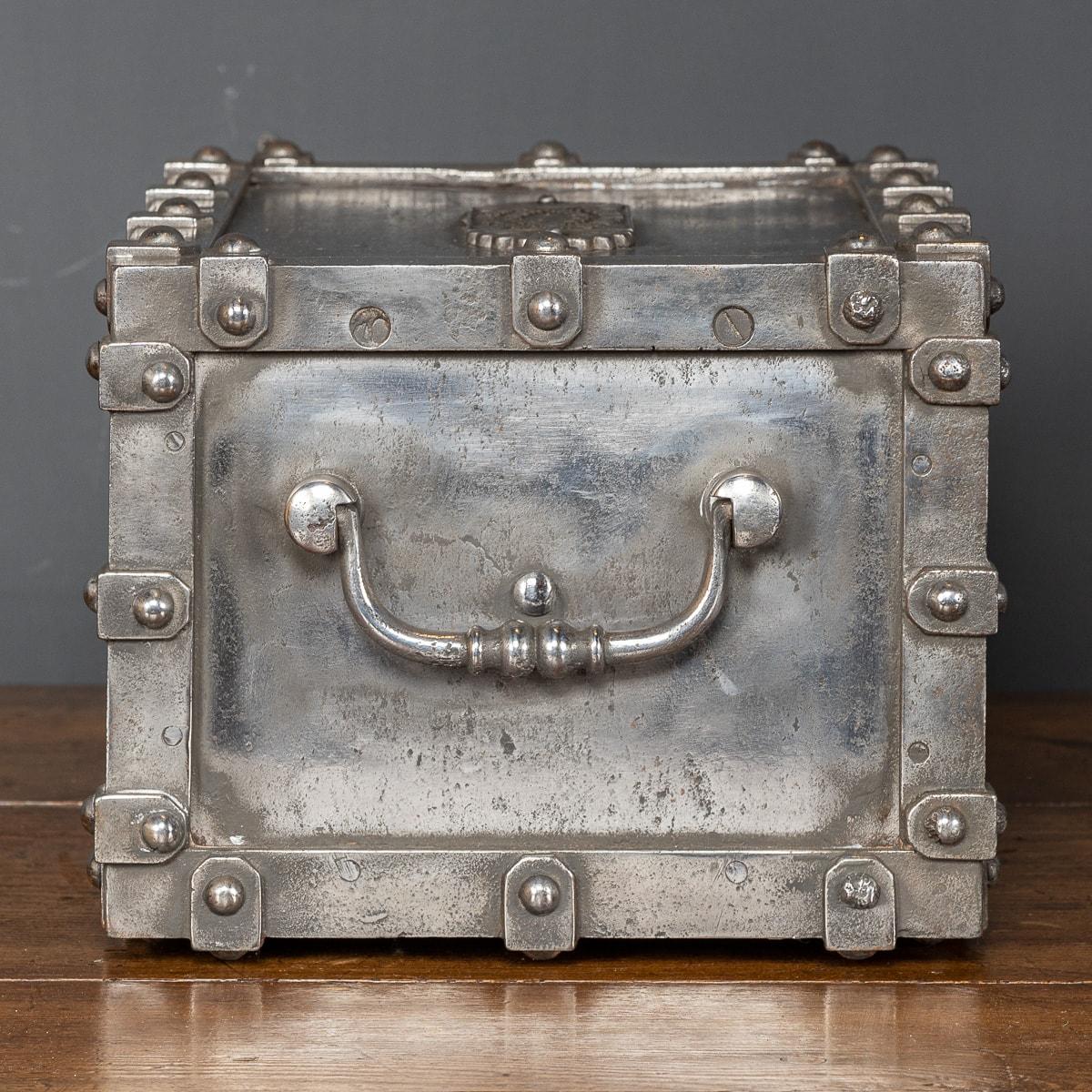 19th Century French Cast Iron Bound Strong Box, circa 1880 1