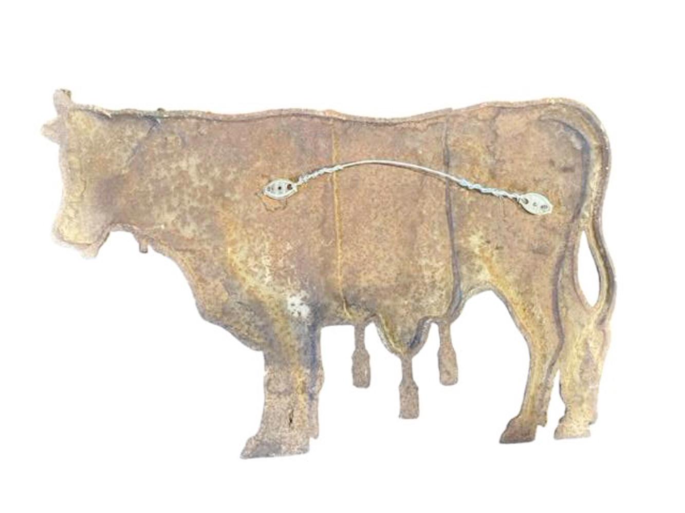 XIXe siècle Panneau d'atelier de boucherie français du 19e siècle en fonte en forme de vache en vente