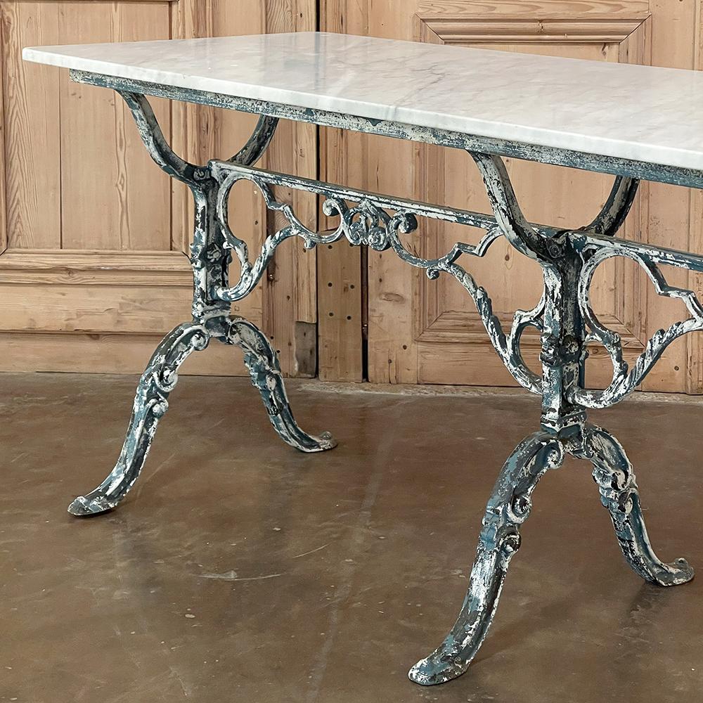 Table basse, table de canapé en fonte française du 19ème siècle avec marbre de Carrare en vente 4
