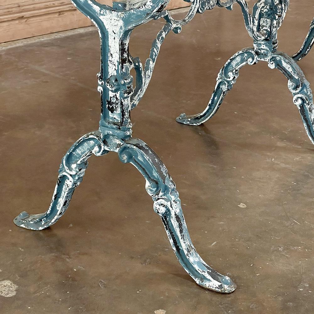 19th Century French Cast Iron Cafe Table, Sofa Table with Carrara Marble For Sale 7
