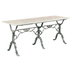 Used 19th Century French Cast Iron Cafe Table ~ Sofa Table with Carrara Marble