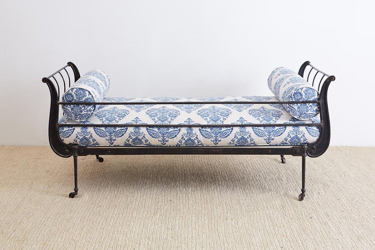 19th Century, French Cast Iron Daybed with Linen at 1stDibs