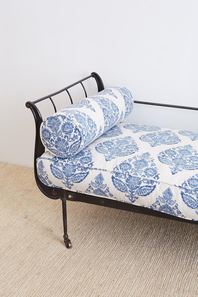 19th Century, French Cast Iron Daybed with Linen at 1stDibs