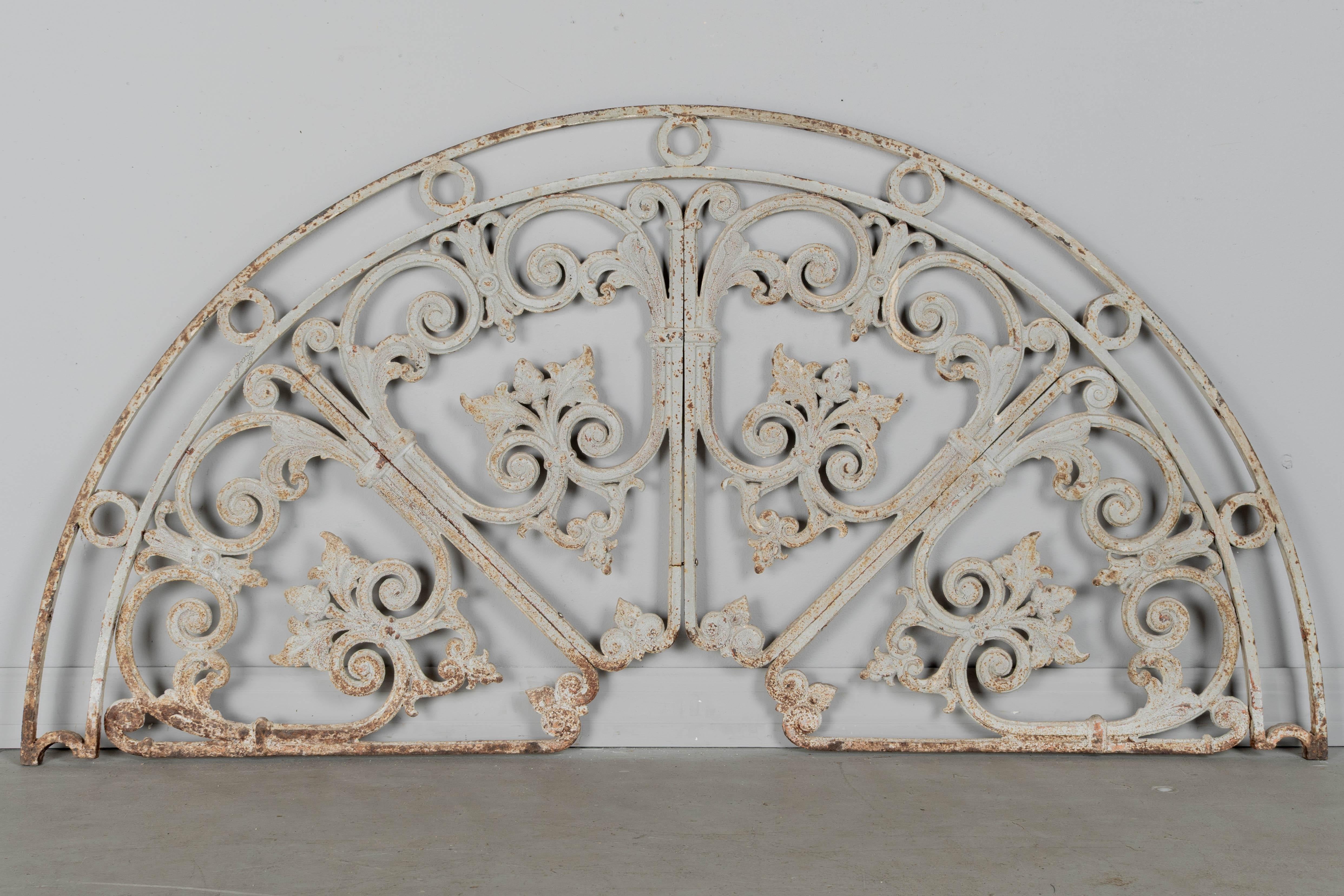 Beaux Arts 19th Century French Cast Iron Demilune Grille For Sale