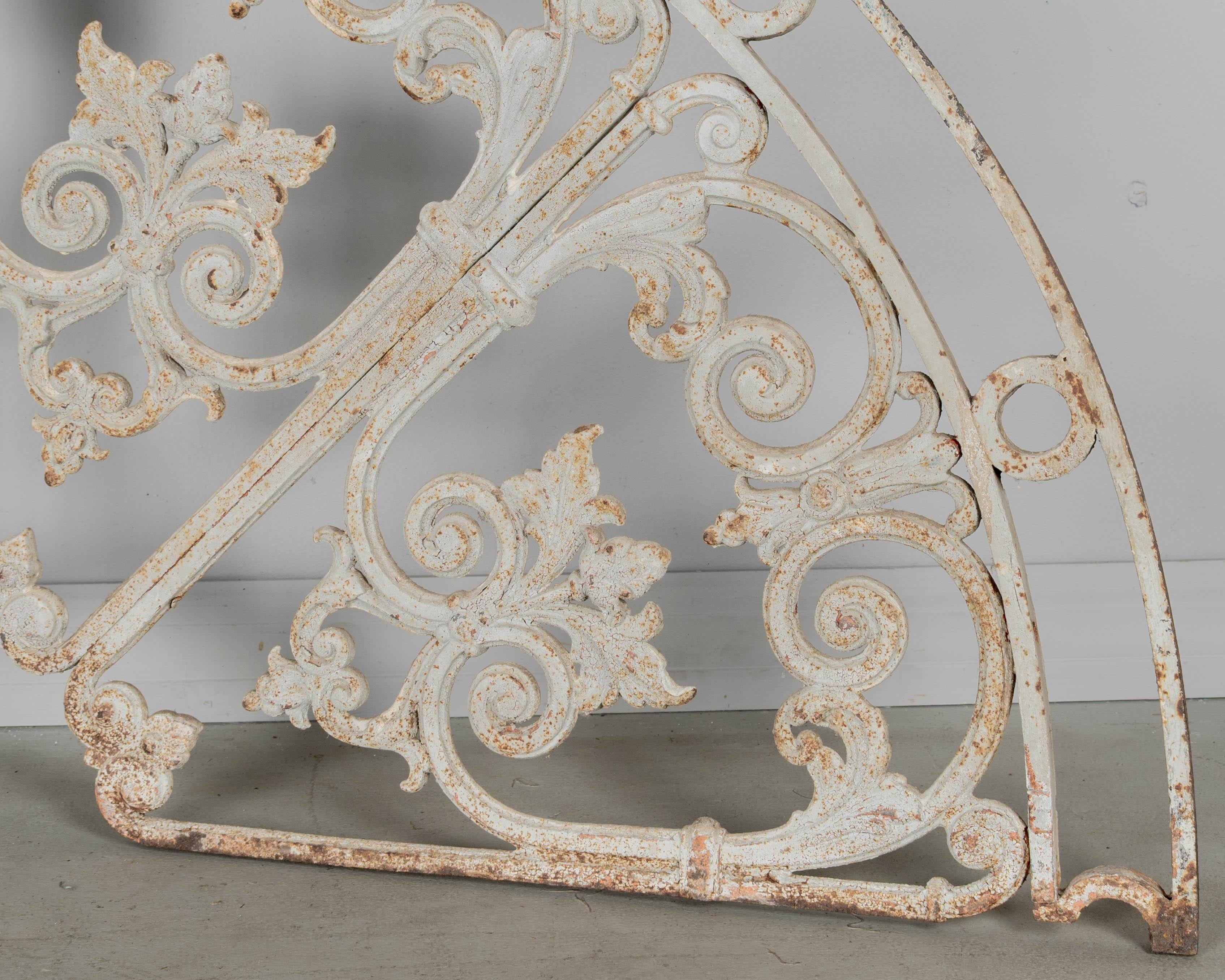 European 19th Century French Cast Iron Demilune Grille For Sale