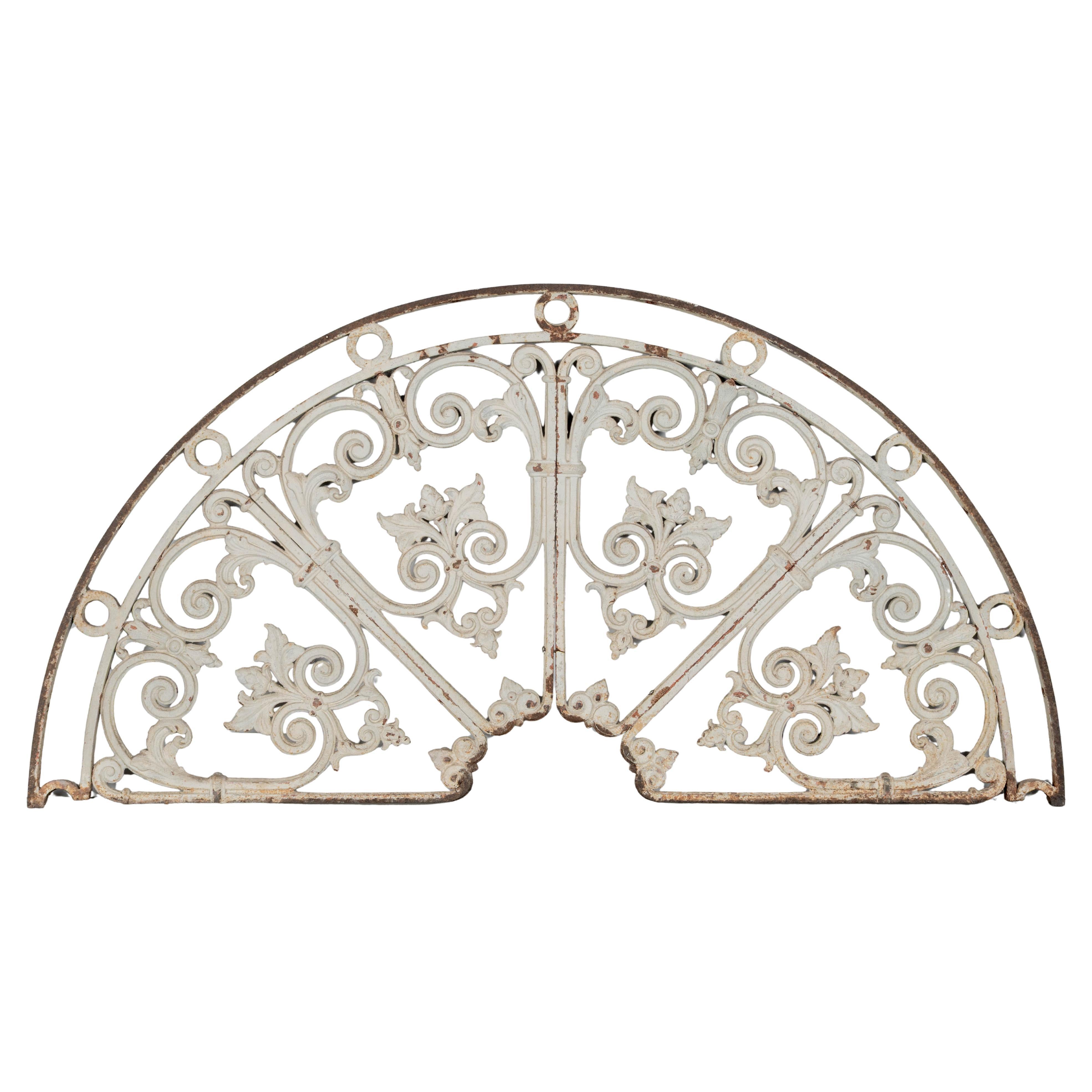 19th Century French Cast Iron Demilune Grille For Sale