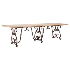 19th Century French Cast Iron & Elm Dining Table