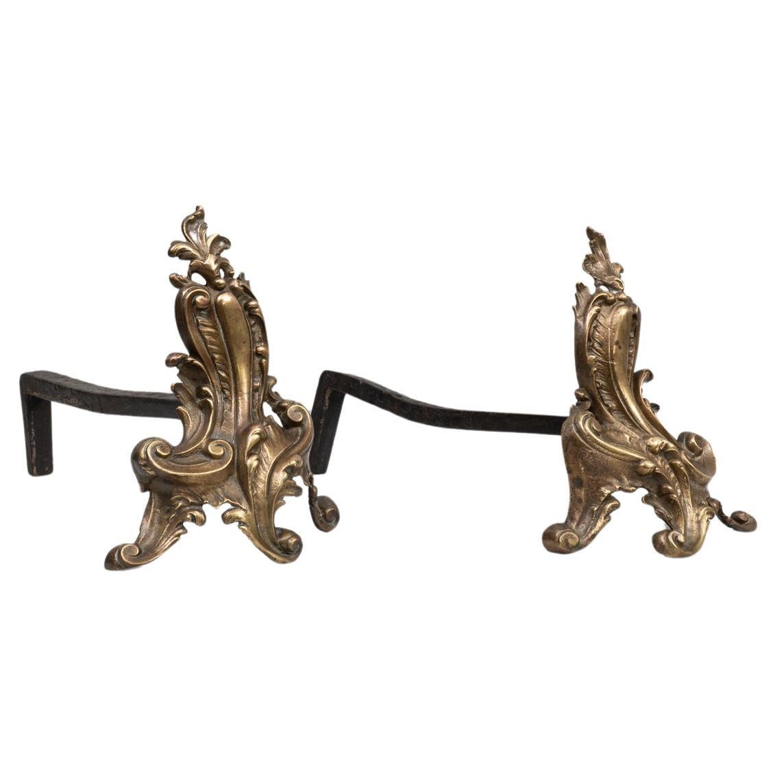 19th Century French Cast Iron Fire Dogs For Sale