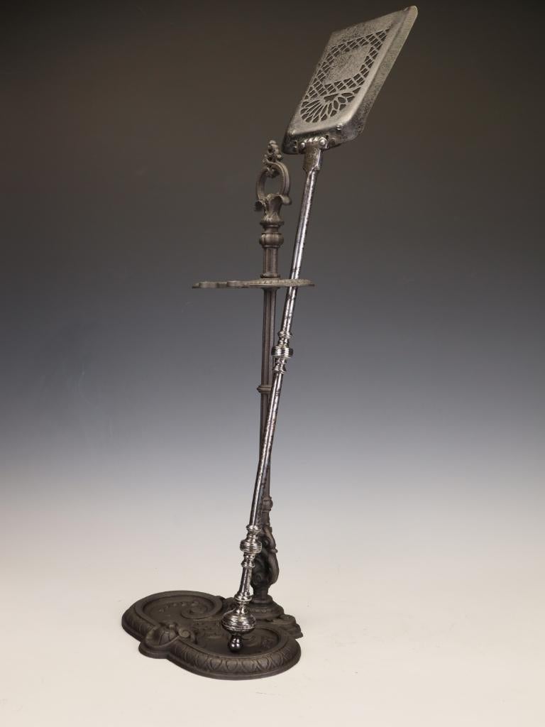 Wrought Iron 19th Century French Cast Iron Fireside Stick Stand For Sale