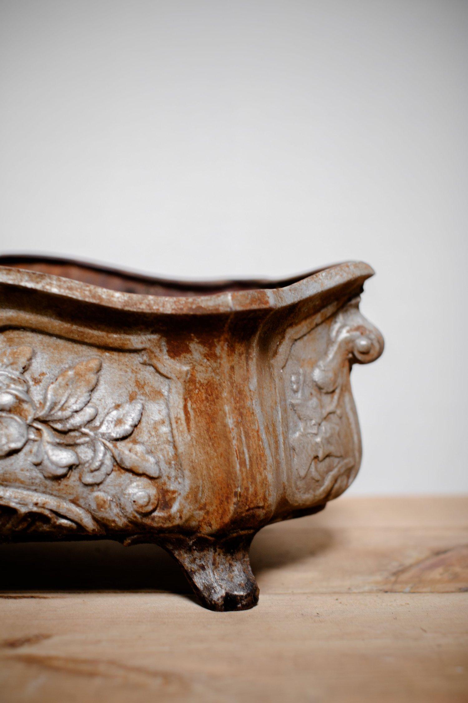 Hand-Crafted 19th Century French Cast Iron Footed Jardiniere For Sale