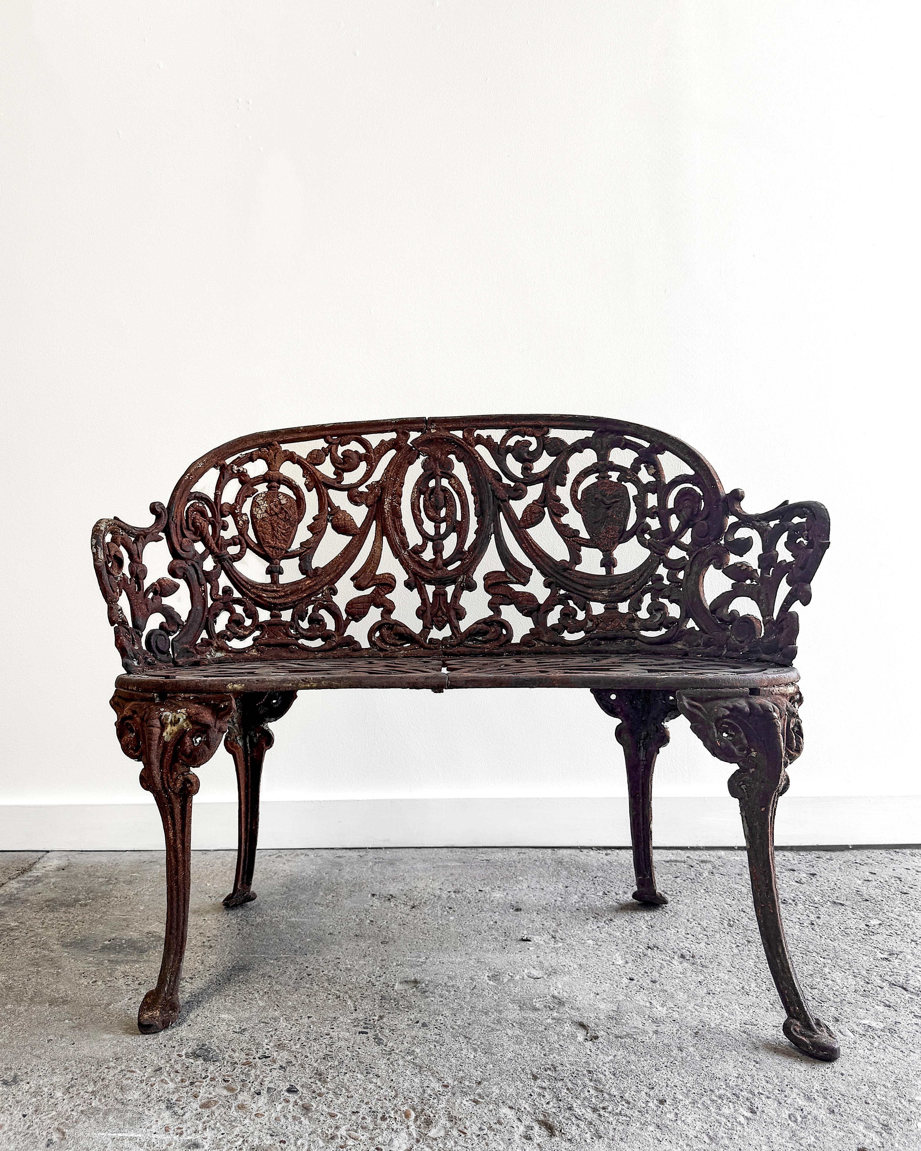 19th Century French Cast Iron Garden Settee In Good Condition For Sale In Mckinney, TX