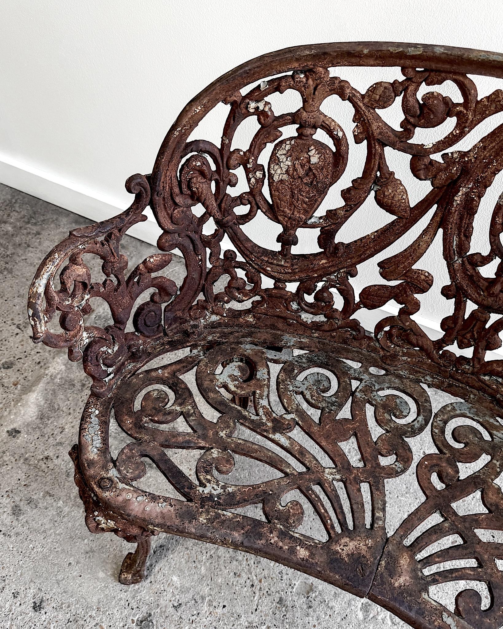 19th Century French Cast Iron Garden Settee For Sale 3