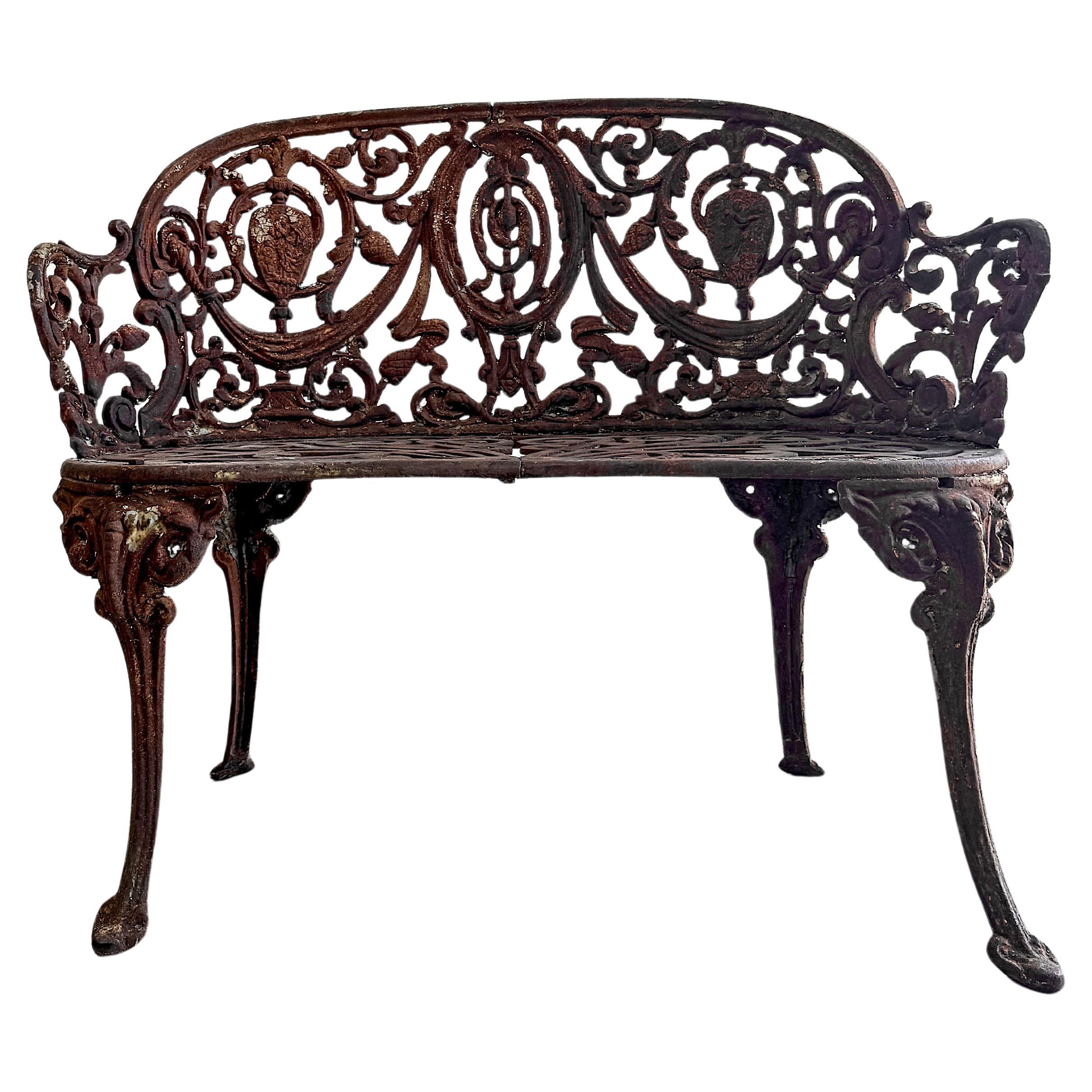 19th Century French Cast Iron Garden Settee For Sale