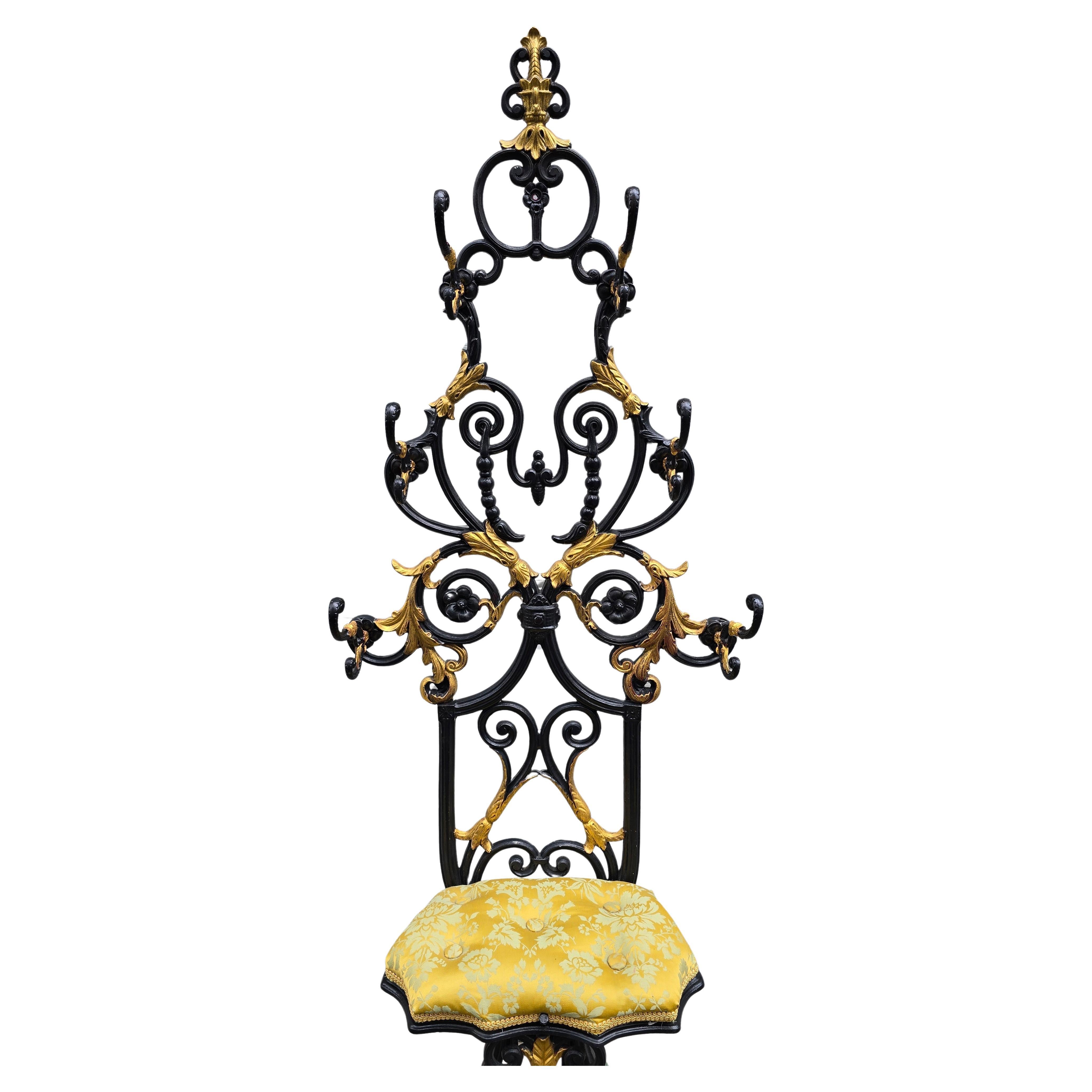 Français 19th Century French Cast Iron Hall Stand with Gilded Accents en vente