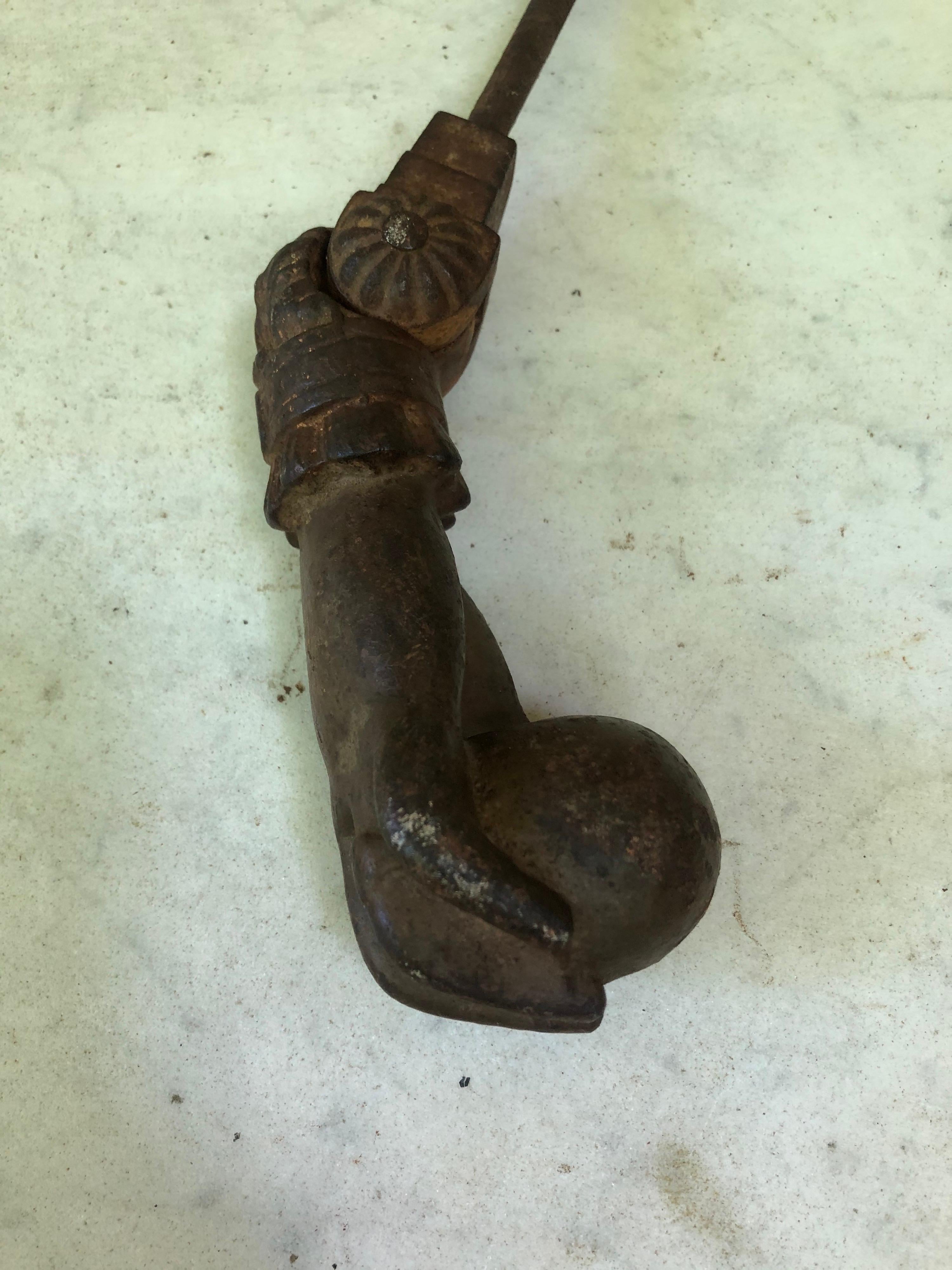 Victorian 19th Century French Cast Iron Hand Door knocker