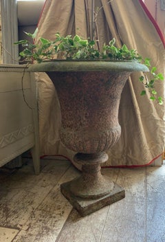 19th century French cast iron Large campana shaped urn
