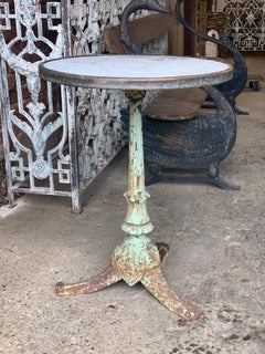 19th Century French Cast Iron & Marble Bistro Table