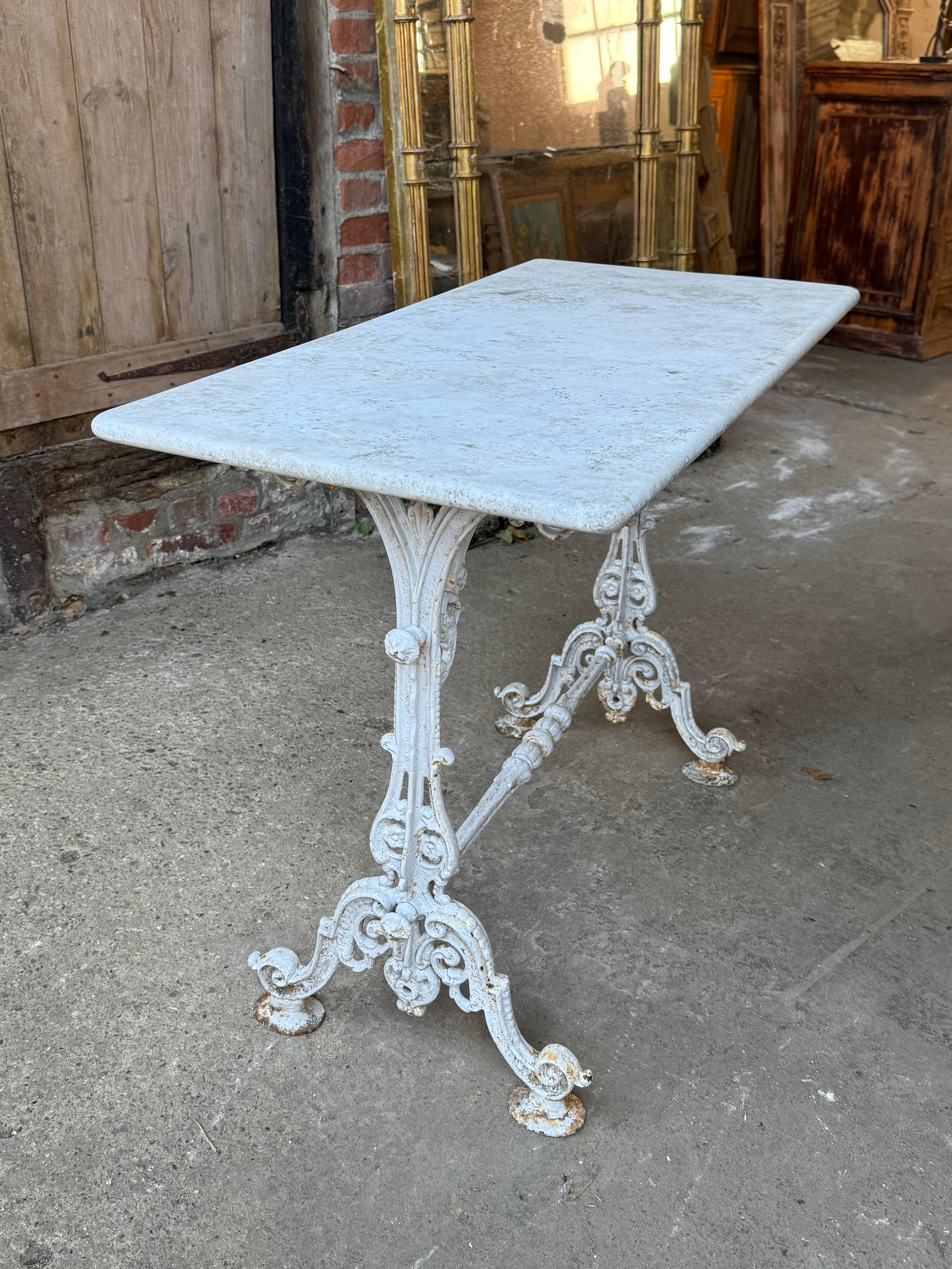 19th Century French Cast Iron & Marble Table In Good Condition In Ongar, GB