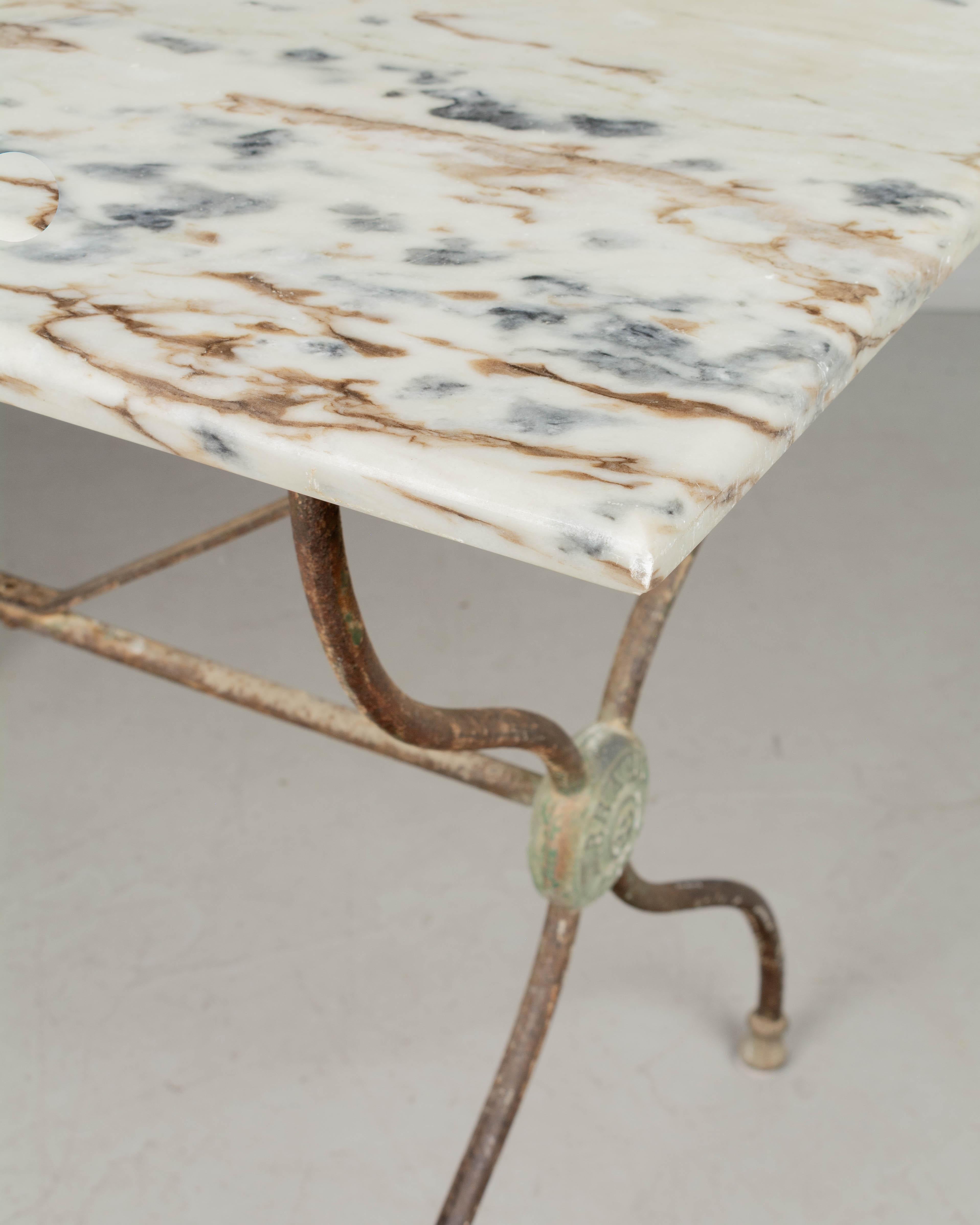 19th Century French Cast Iron Marble Top Bistro Table For Sale 6