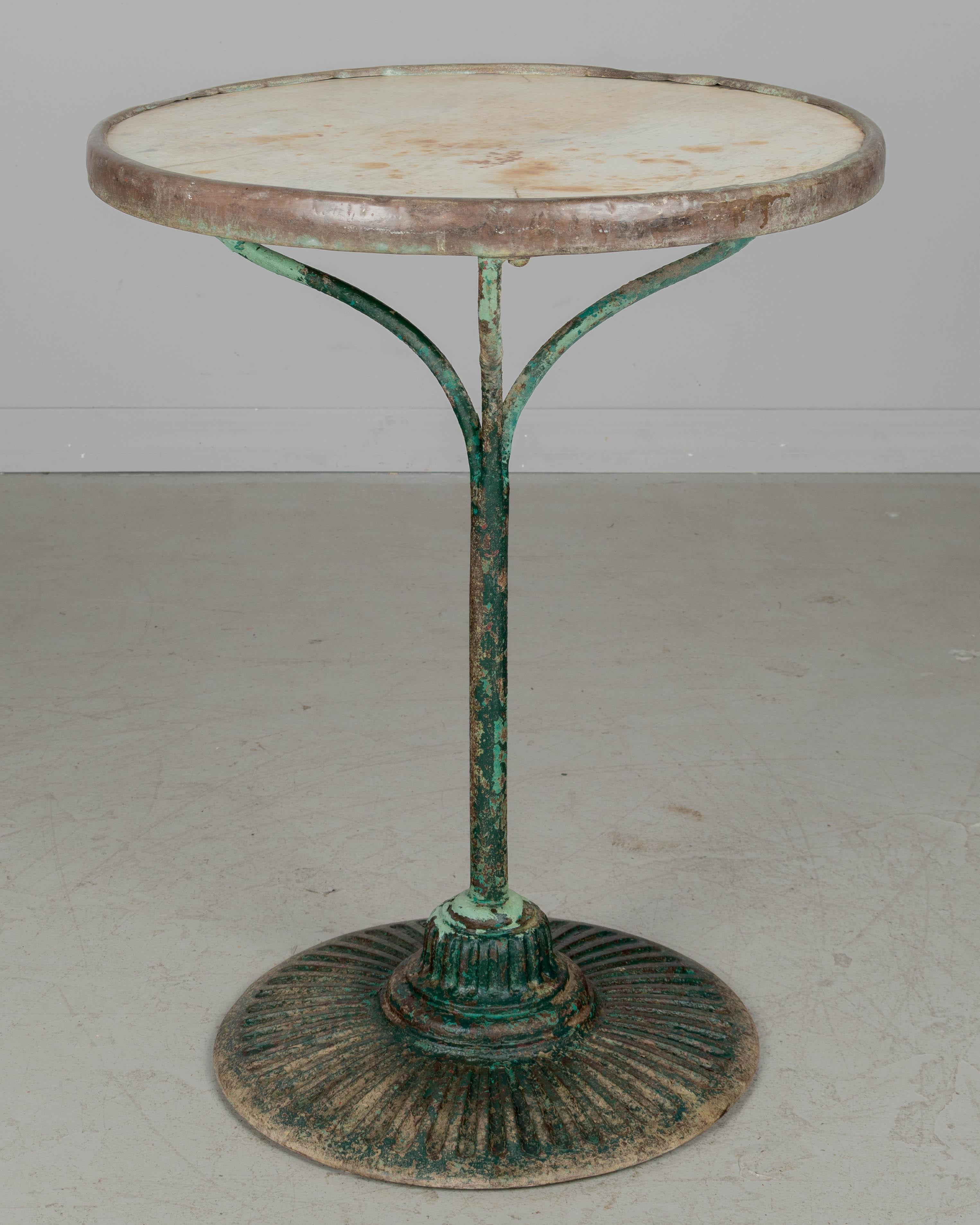 19th Century French Cast Iron Marble Top Bistro Table For Sale 5