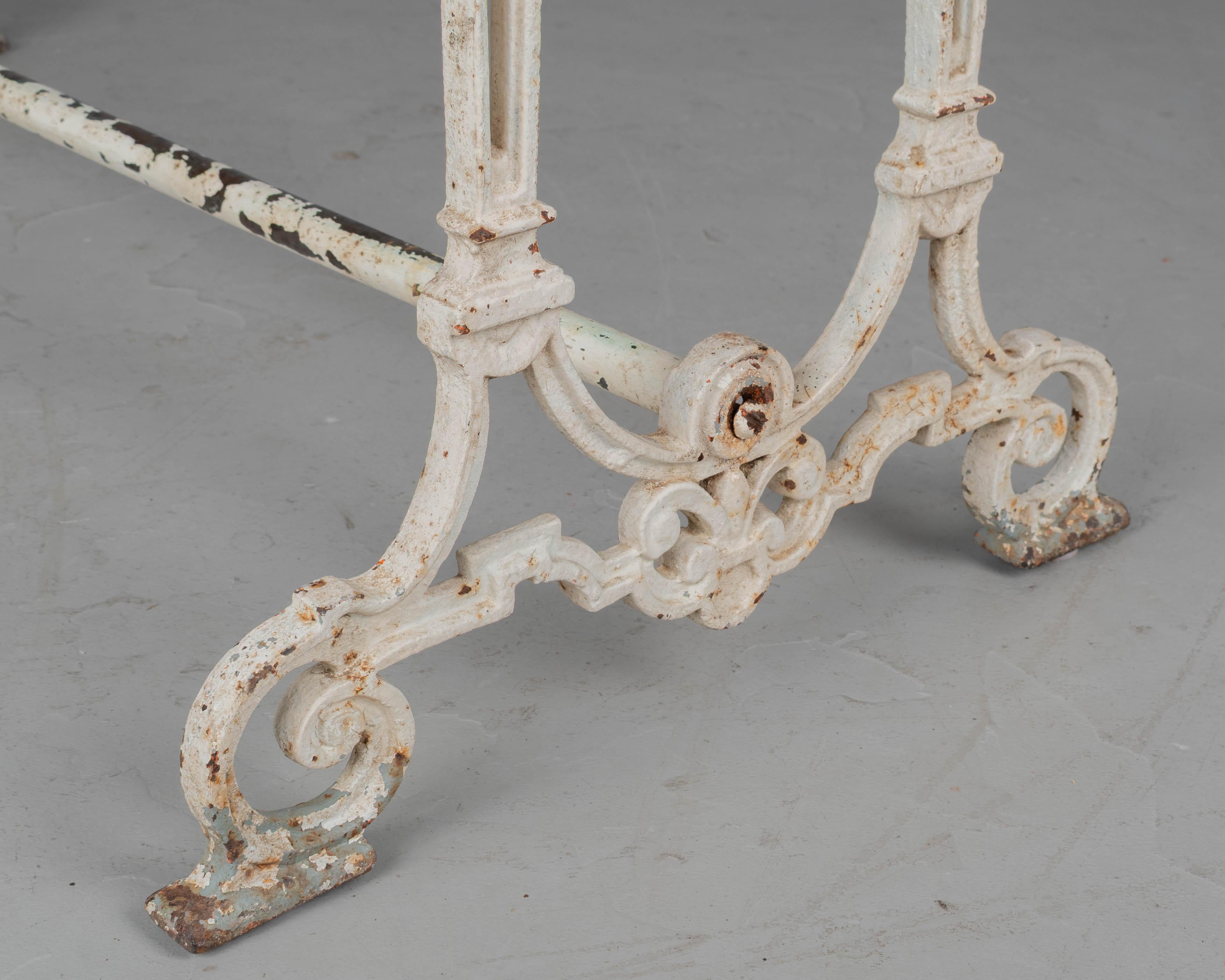 19th Century French Cast Iron Marble Top Bistro Table For Sale 6