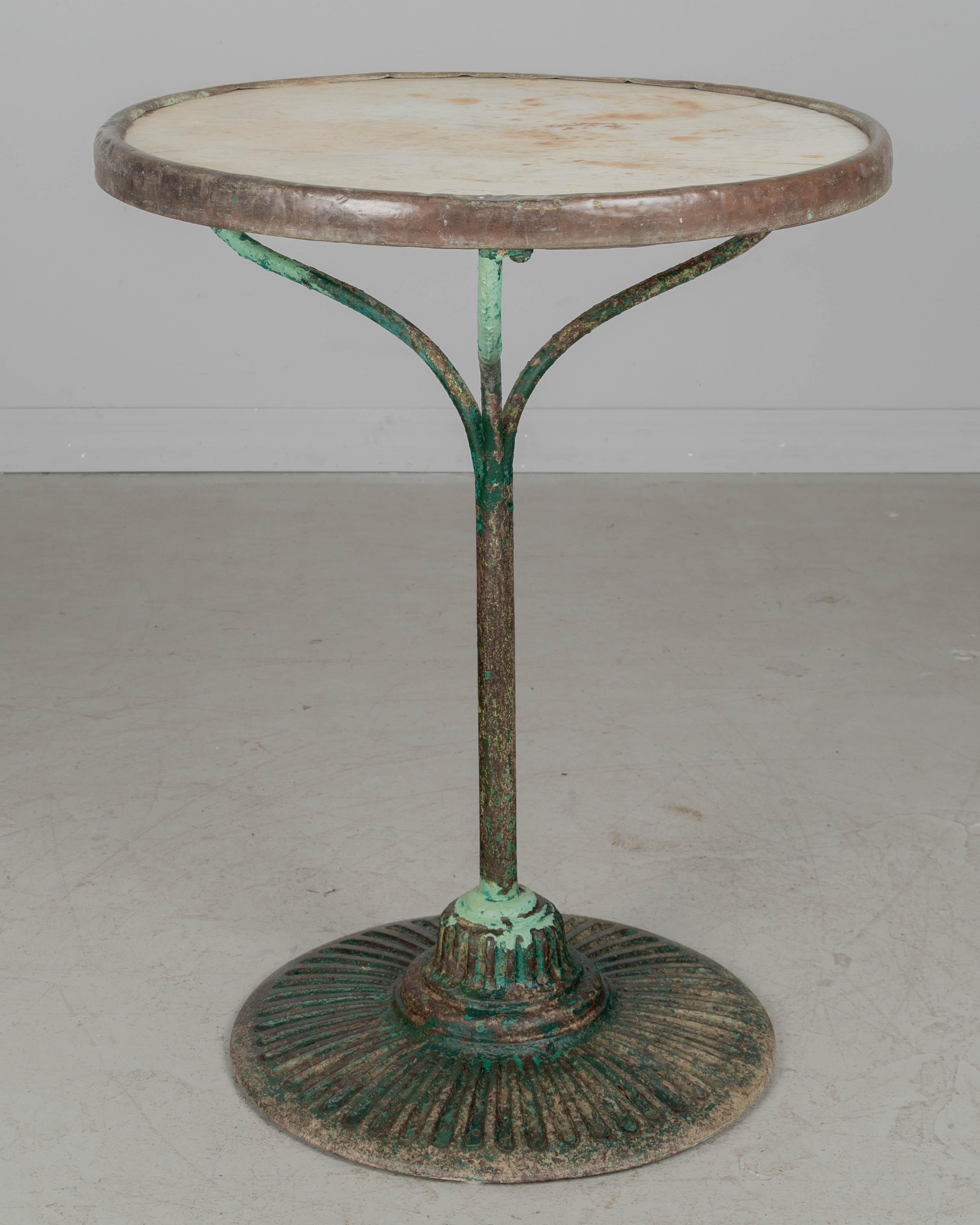 19th Century French Cast Iron Marble Top Bistro Table For Sale 6