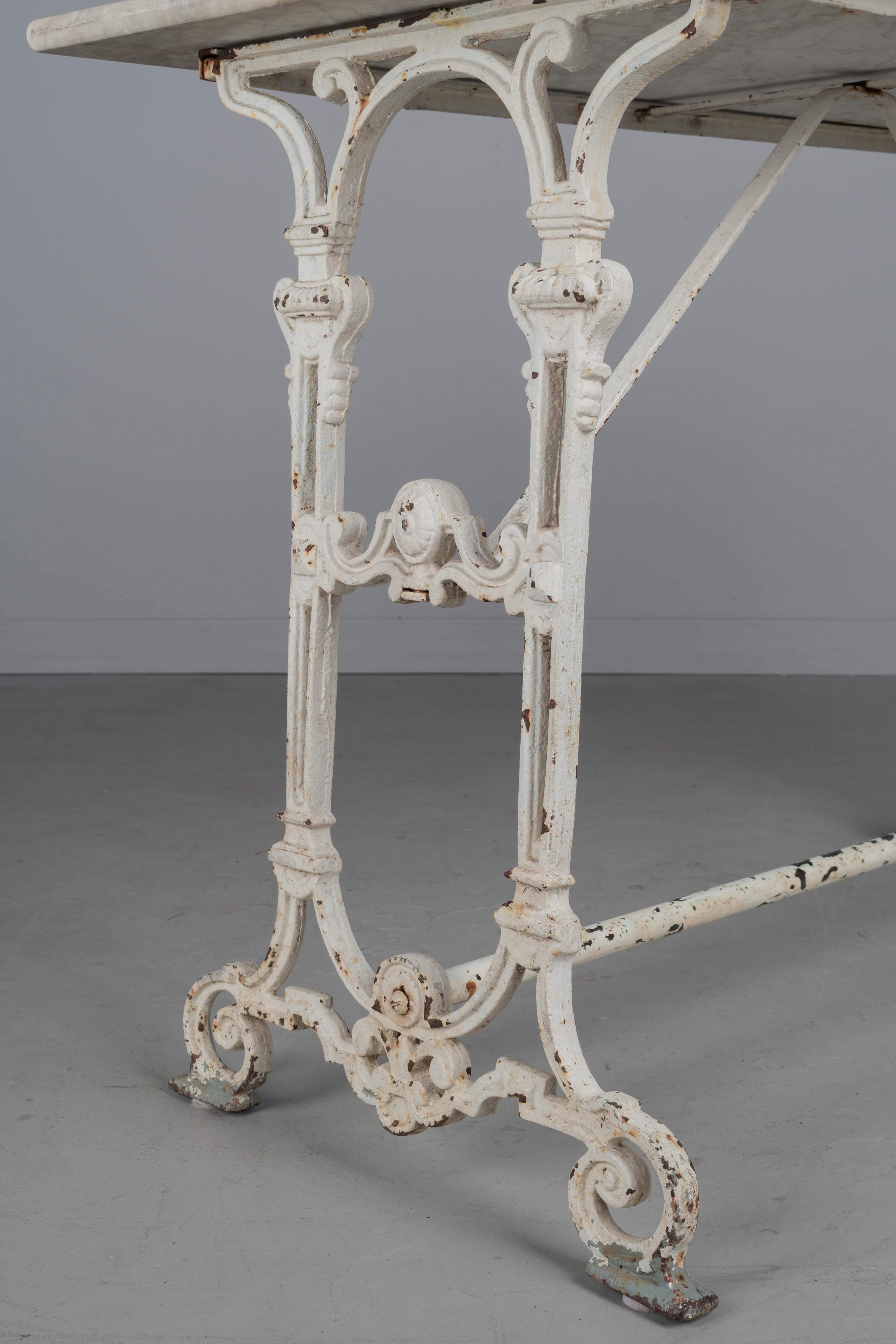 19th Century French Cast Iron Marble Top Bistro Table For Sale 7