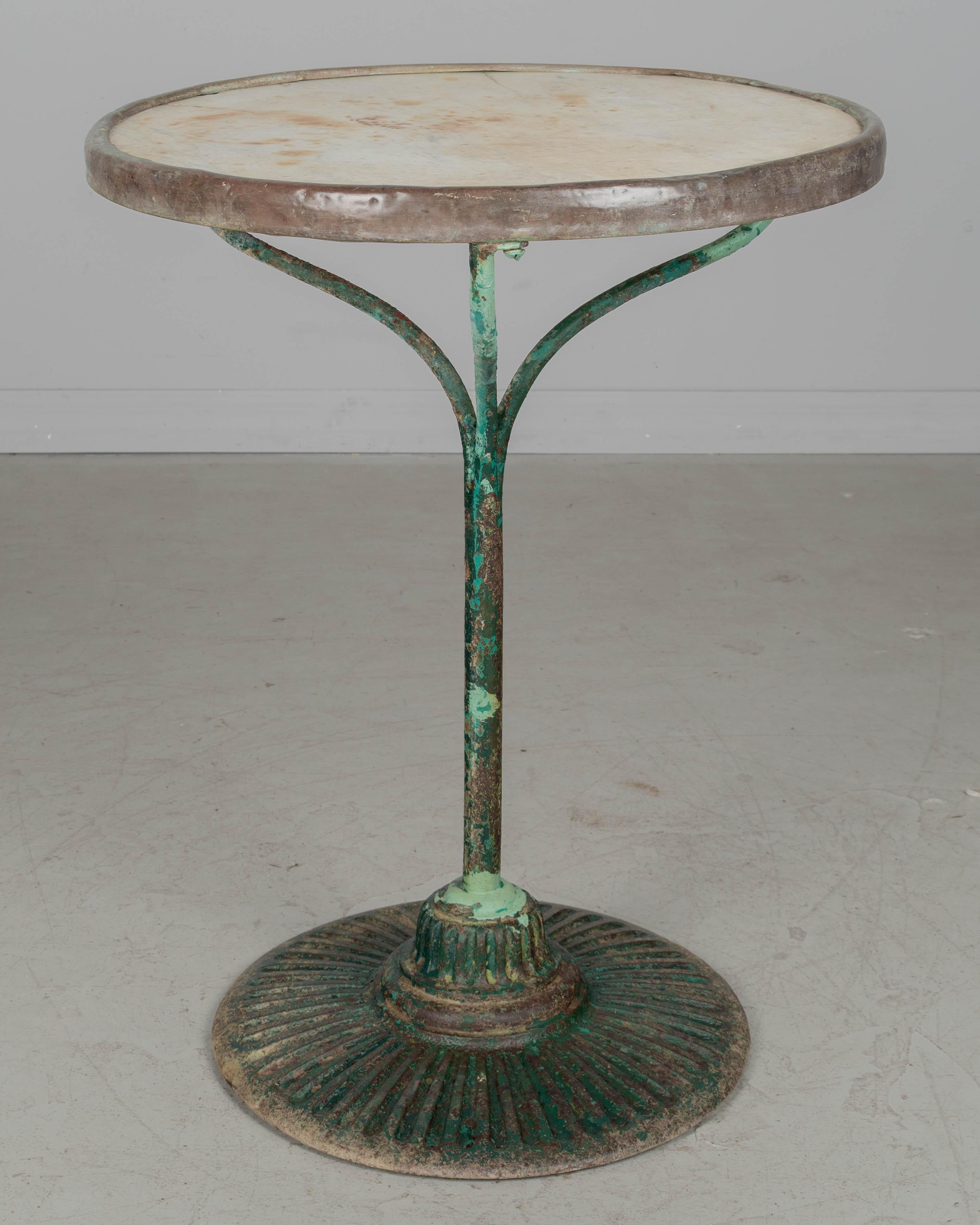 19th Century French Cast Iron Marble Top Bistro Table For Sale 7