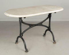 table de bistrot en fonte du 19ème siècle à plateau en marbre