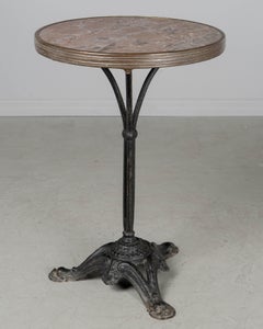 19th Century French Cast Iron Marble Top Bistro Table