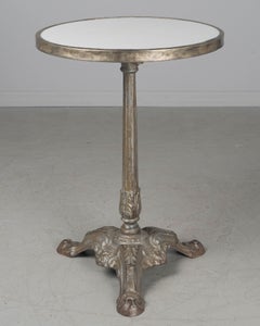 Table de bistrot française du 19ème siècle en fonte avec plateau en marbre