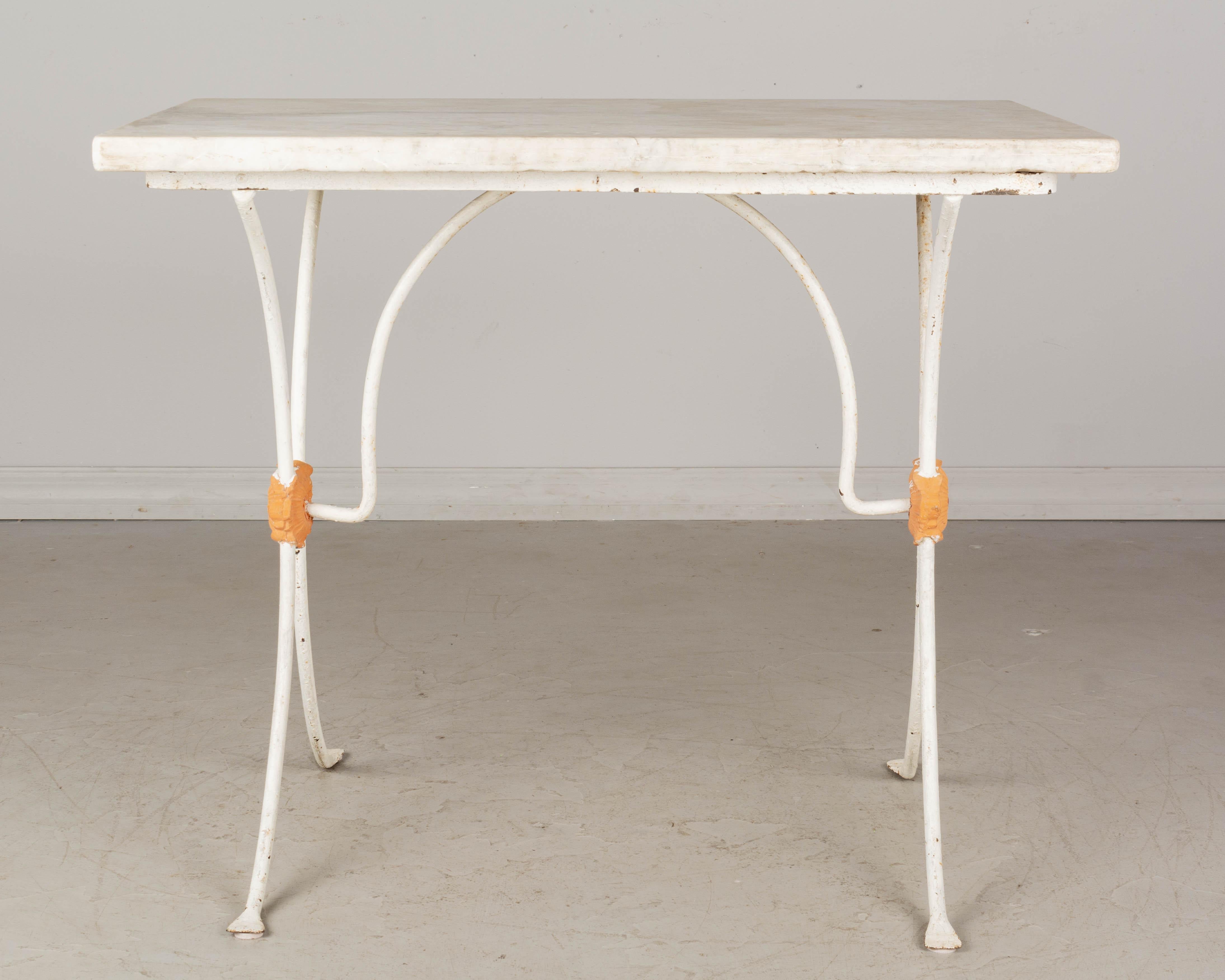 19th Century French Cast Iron Marble-Top Bistro Table In Good Condition For Sale In Winter Park, FL