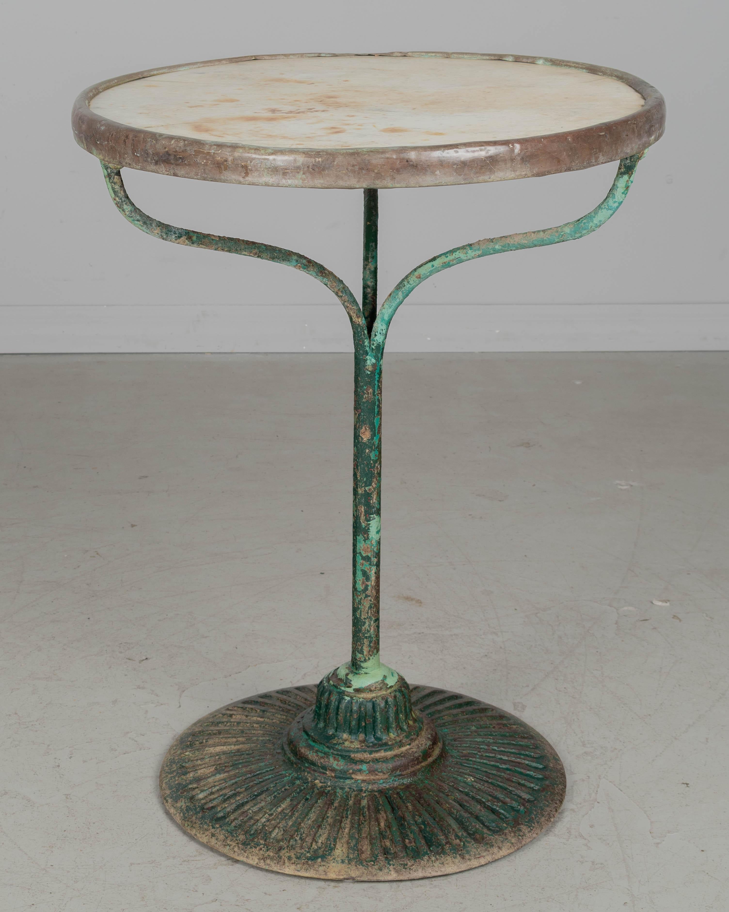 19th Century French Cast Iron Marble Top Bistro Table In Good Condition For Sale In Winter Park, FL