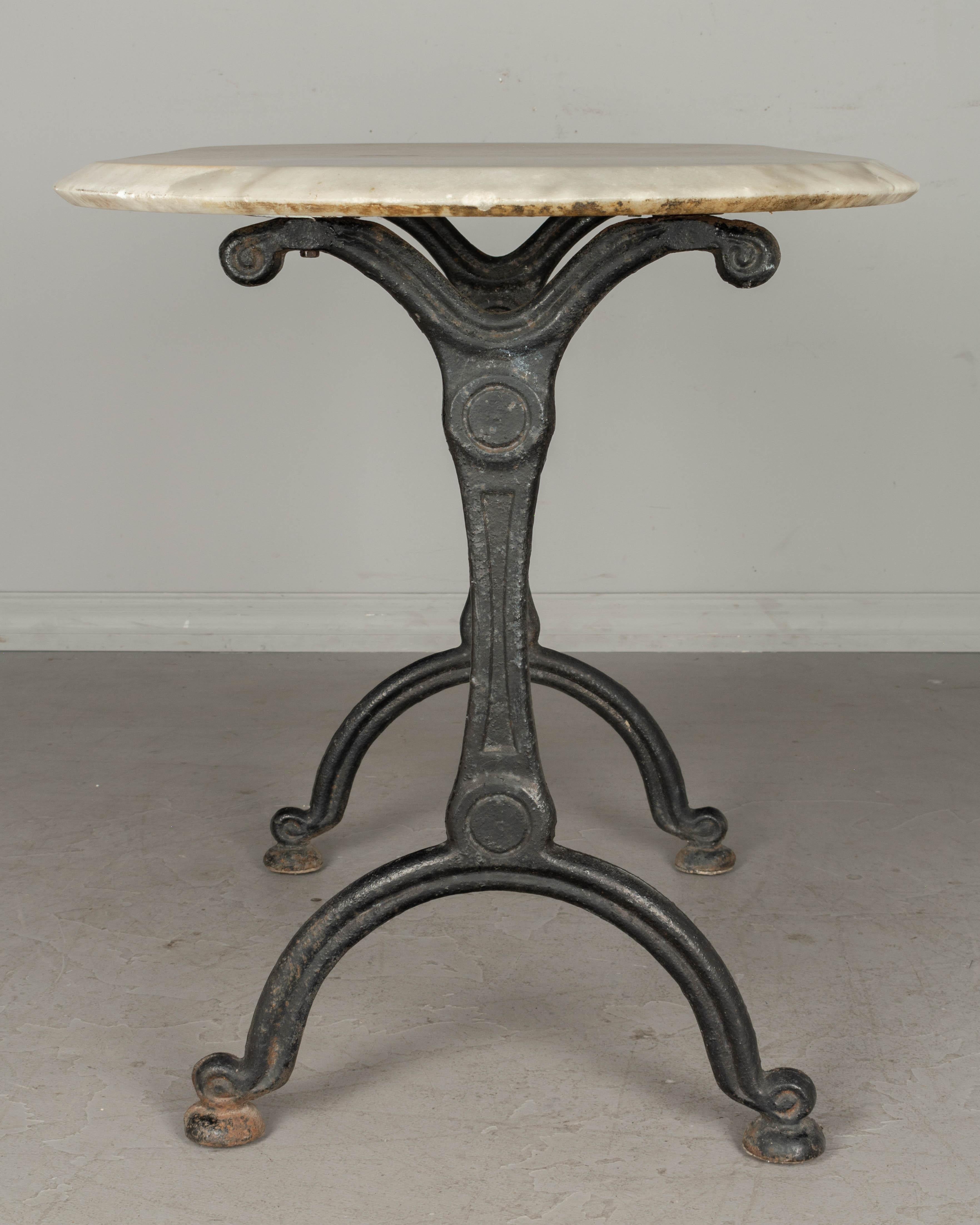 19th Century French Cast Iron Marble-Top Bistro Table 2