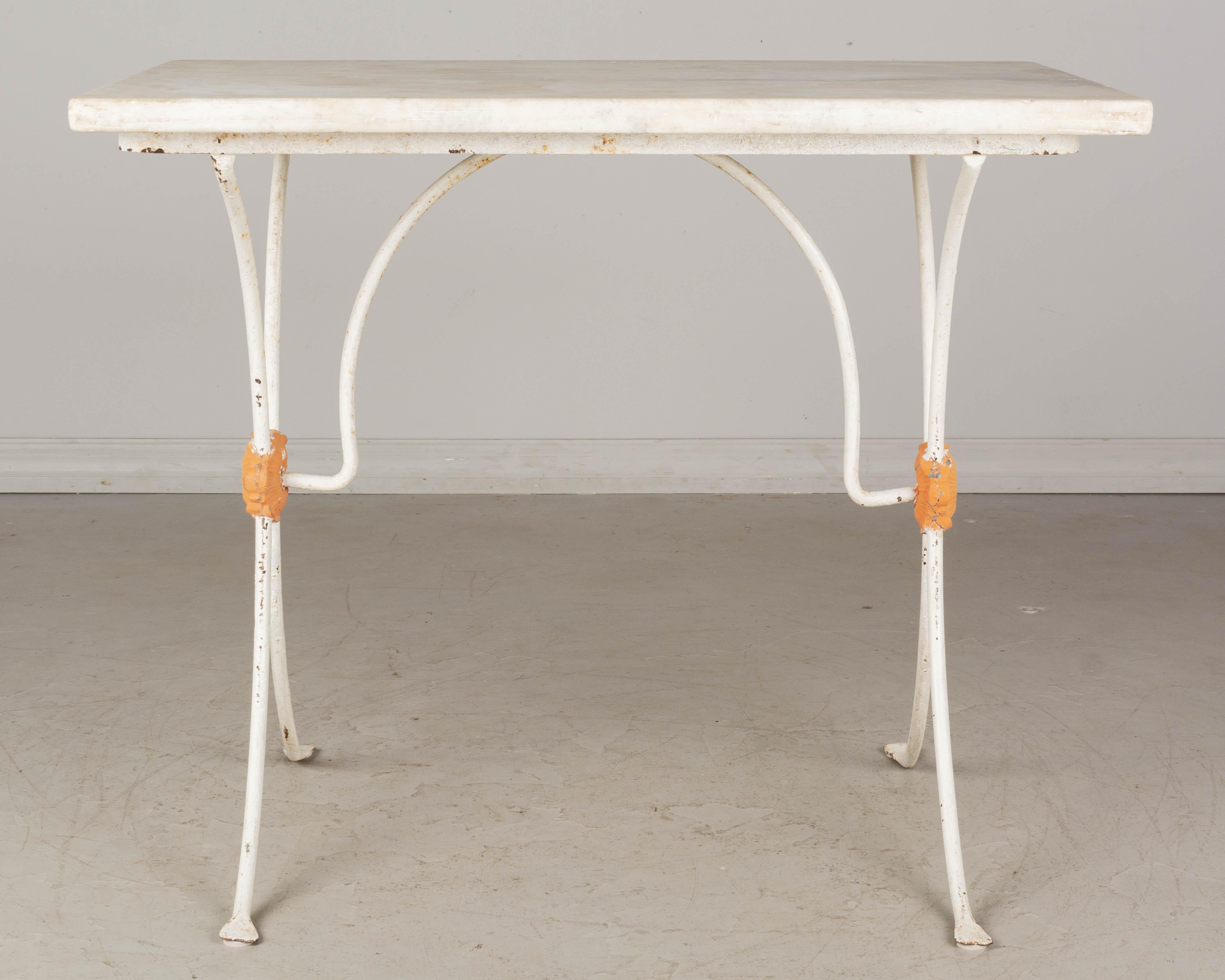 19th Century French Cast Iron Marble-Top Bistro Table For Sale 1