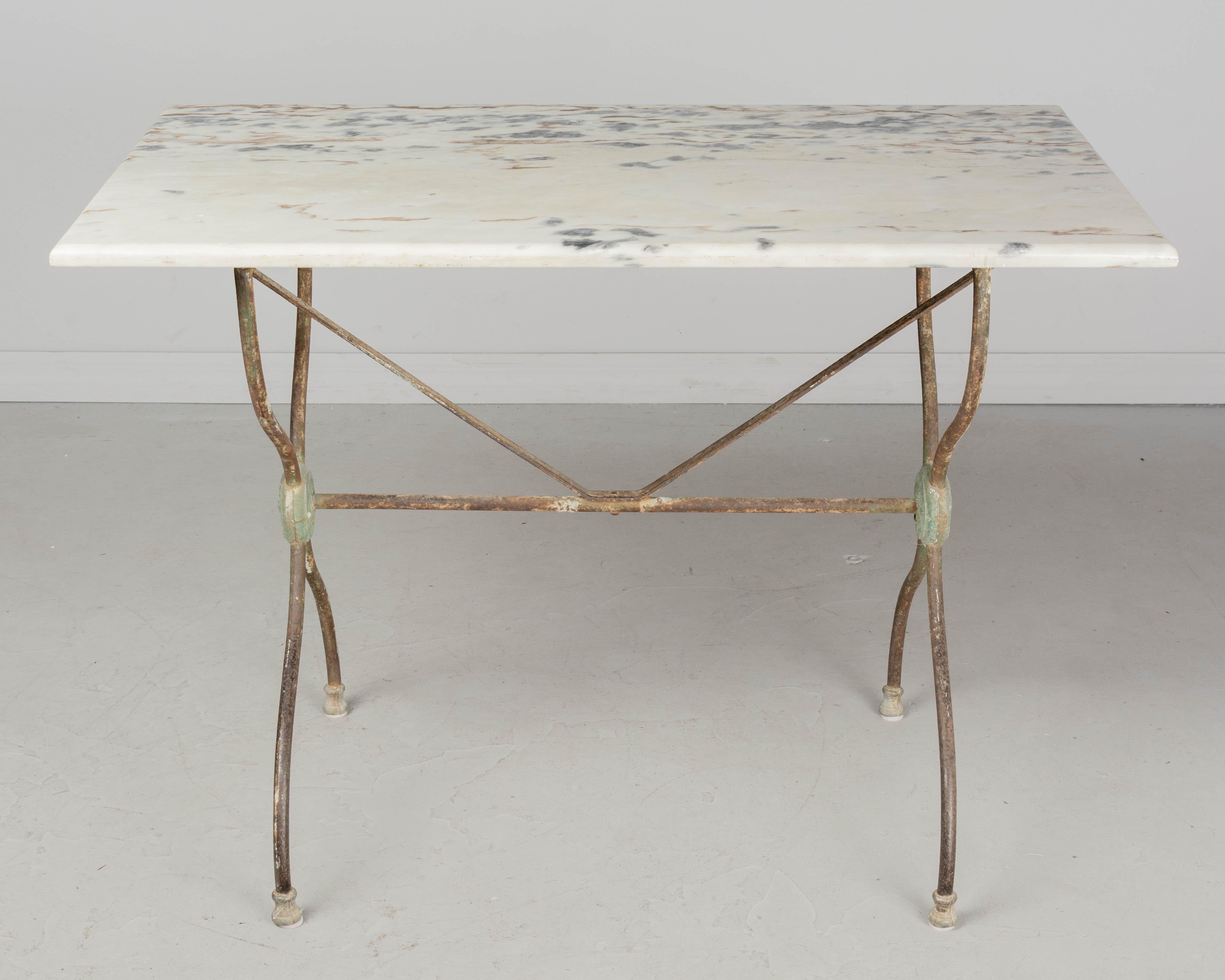 19th Century French Cast Iron Marble Top Bistro Table For Sale 1