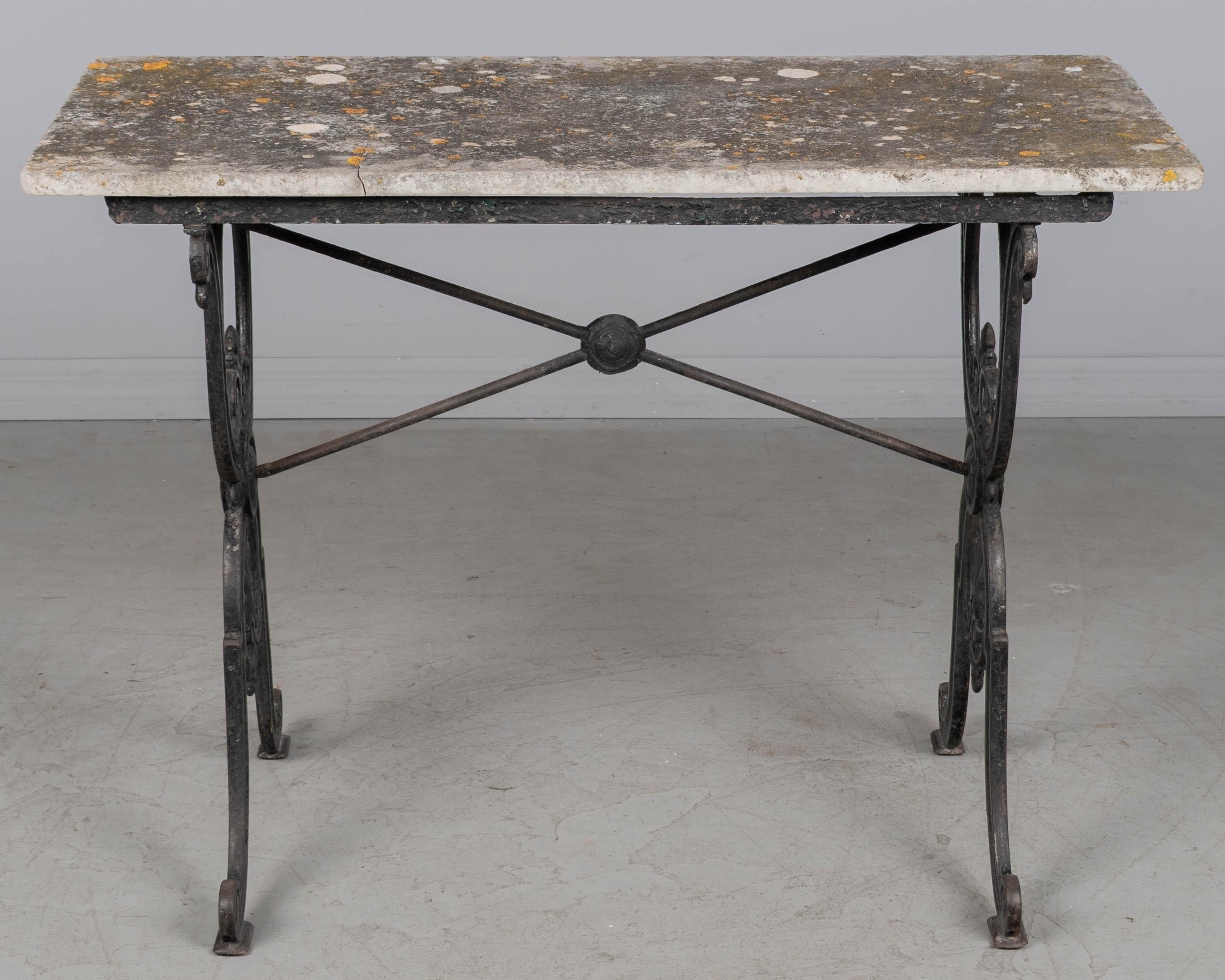 19th Century French Cast Iron Marble Top Bistro Table For Sale 1