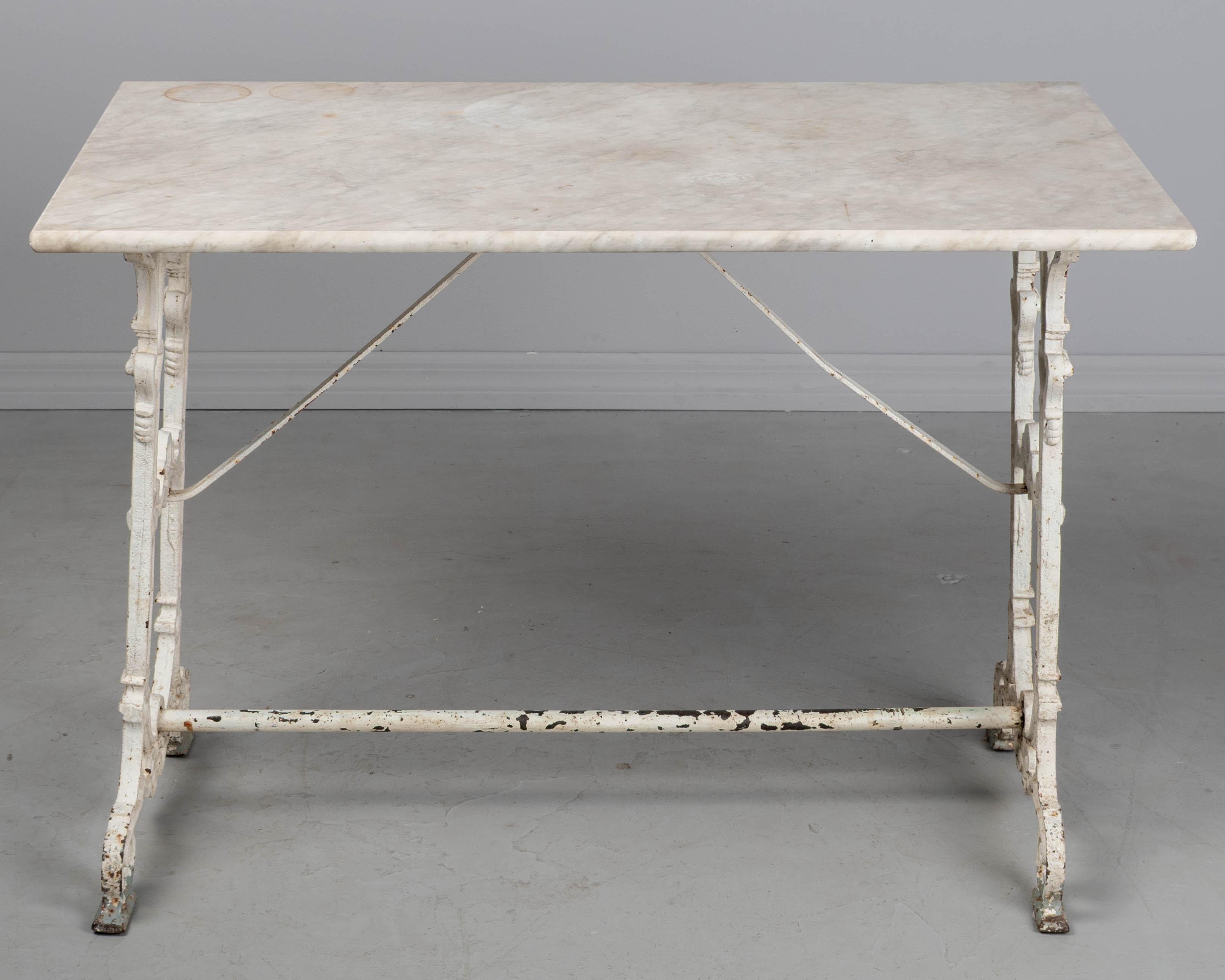 19th Century French Cast Iron Marble Top Bistro Table For Sale 1