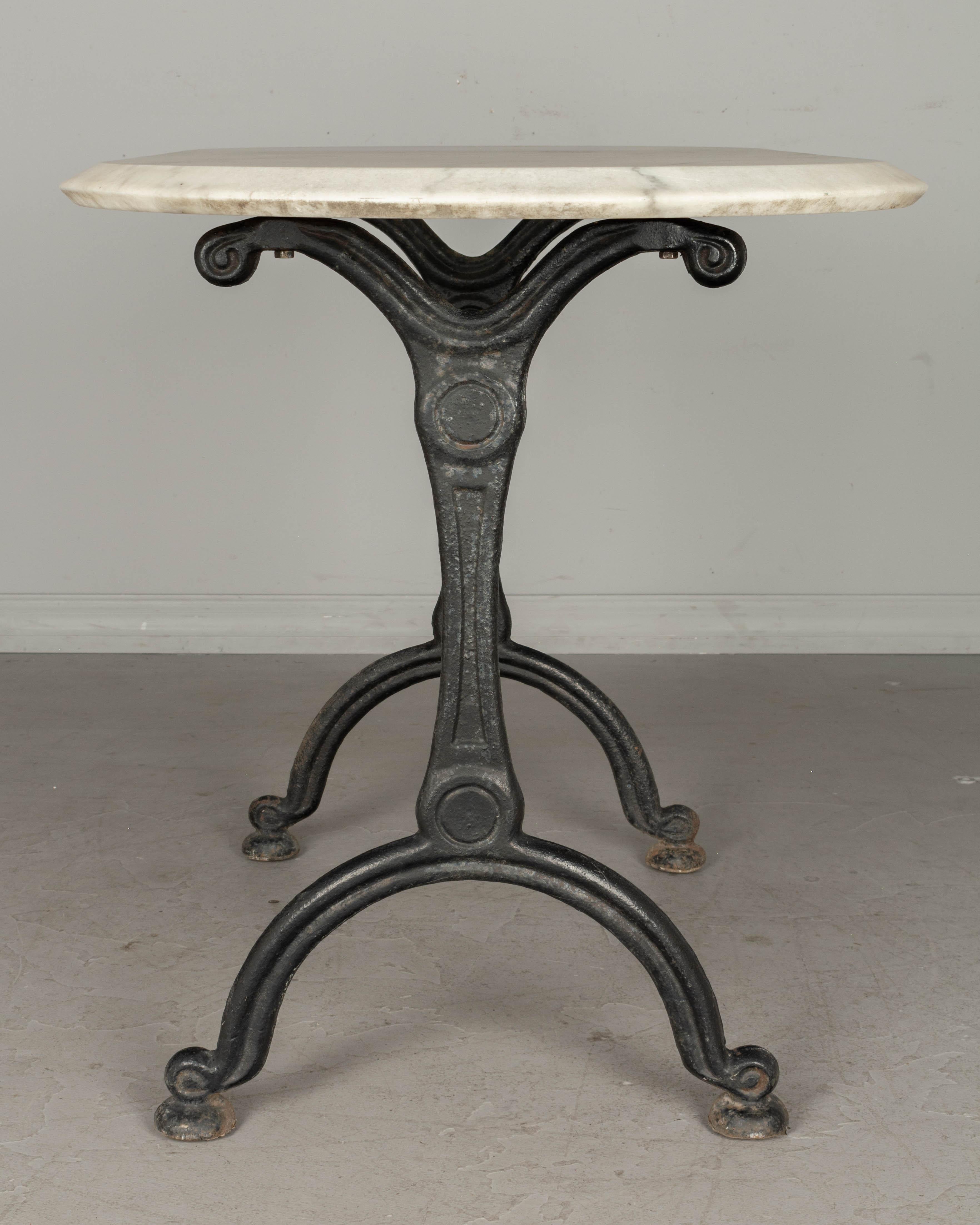 19th Century French Cast Iron Marble-Top Bistro Table 3
