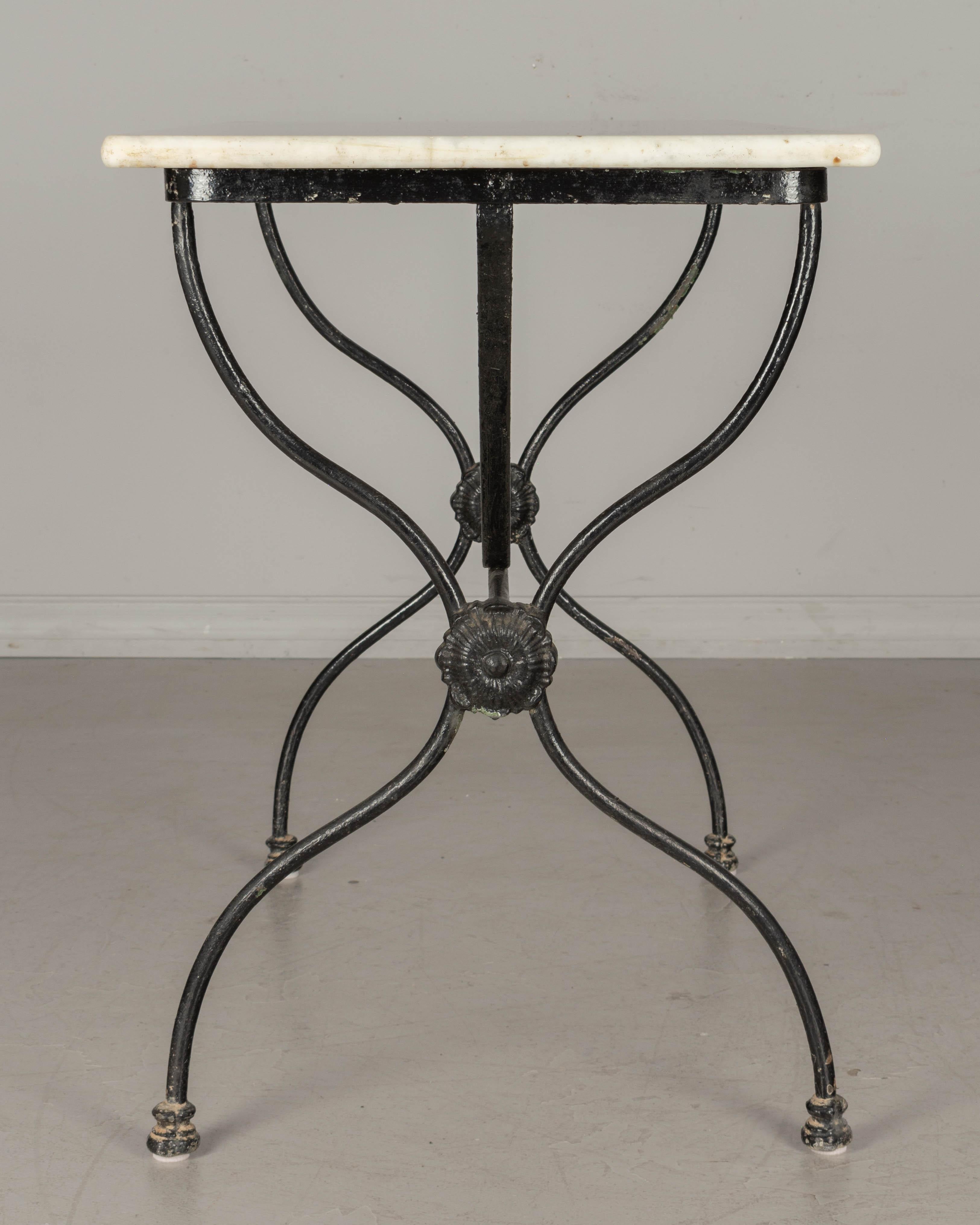 19th Century French Cast Iron Marble-Top Bistro Table 1