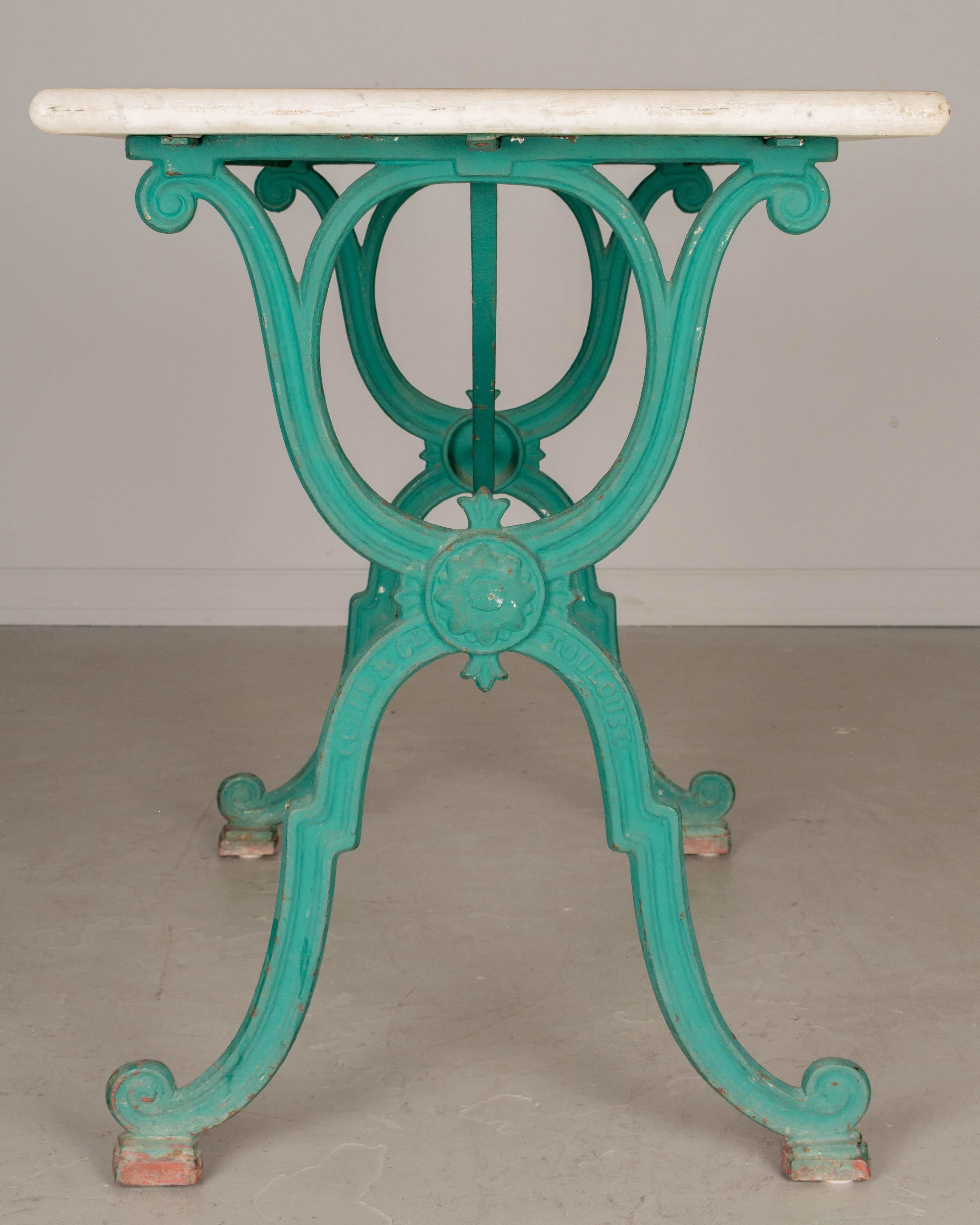 19th Century French Cast Iron Marble Top Bistro Table 2