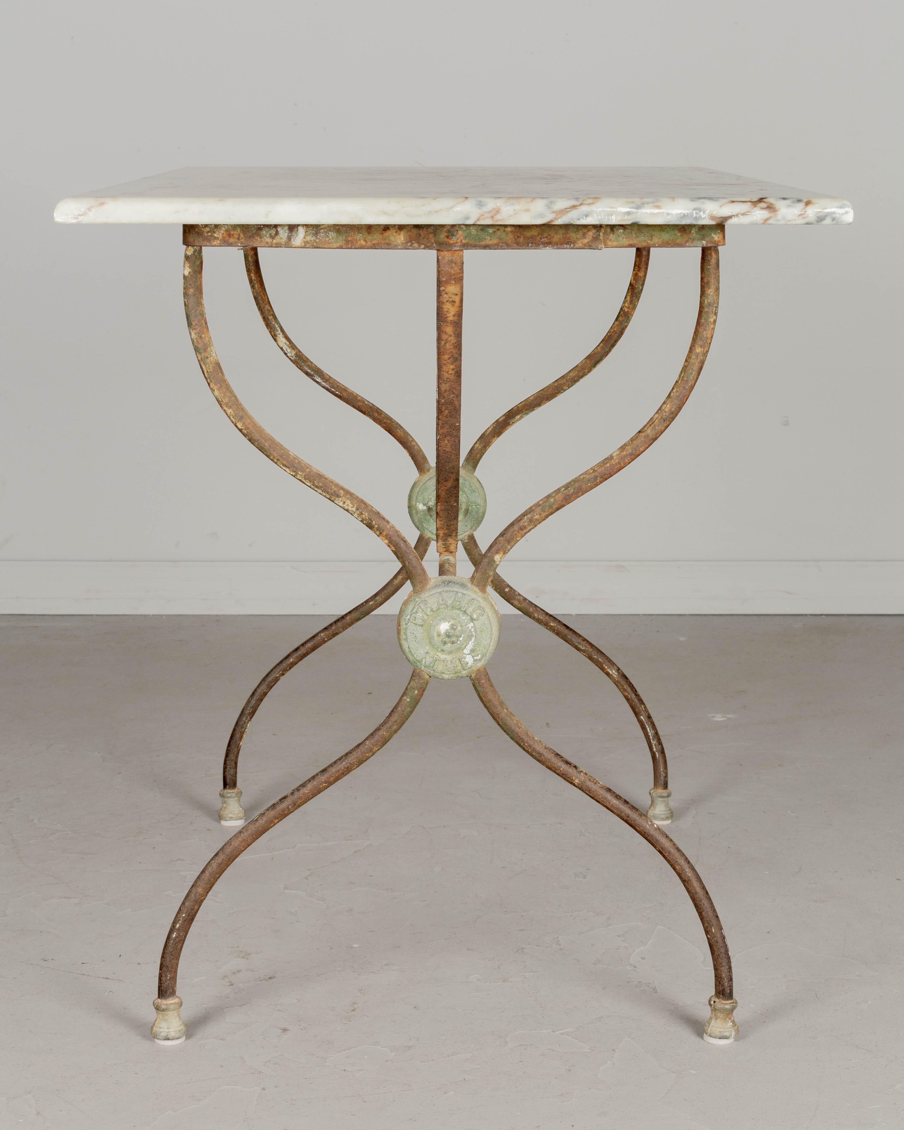 19th Century French Cast Iron Marble Top Bistro Table For Sale 2