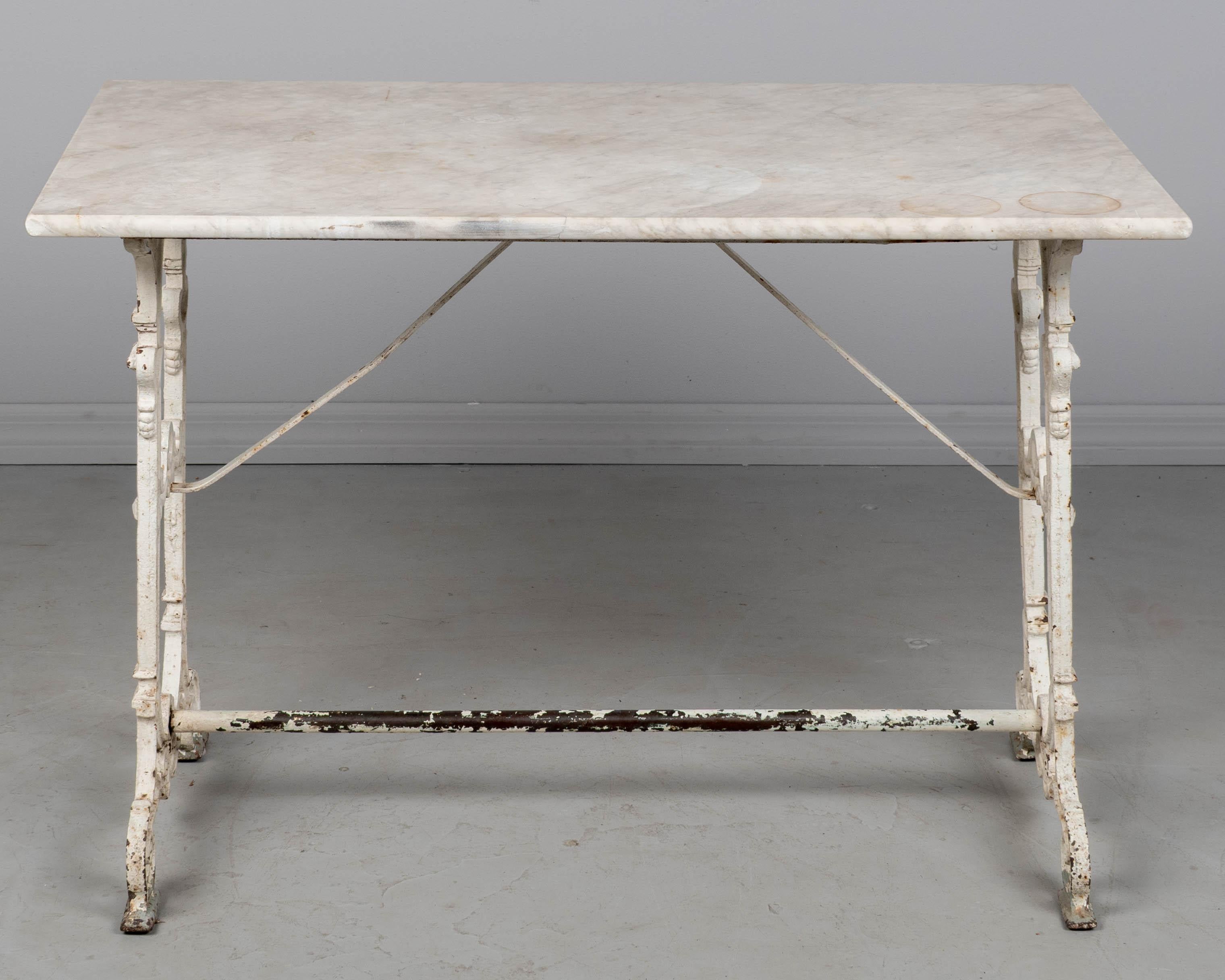 19th Century French Cast Iron Marble Top Bistro Table For Sale 2