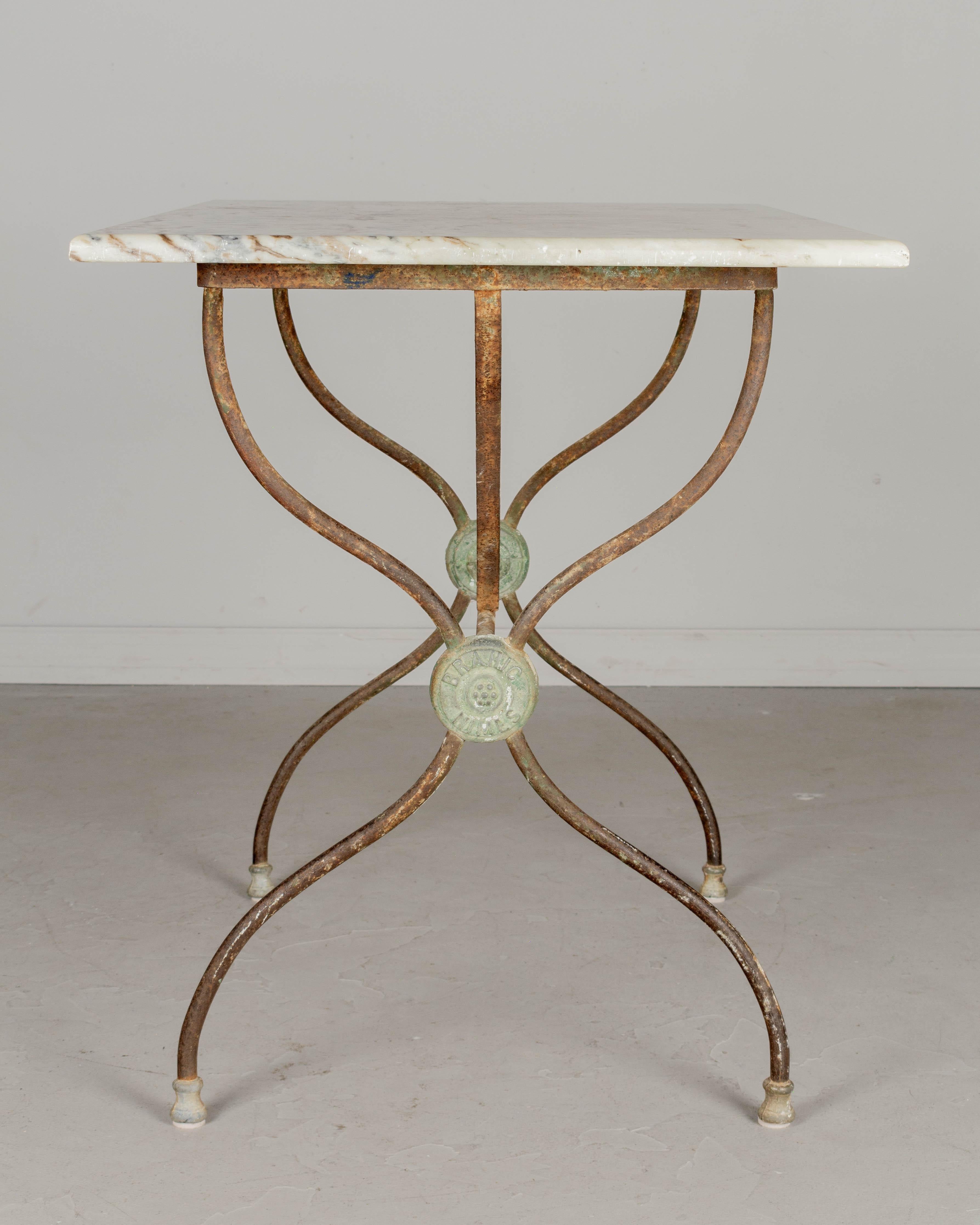 19th Century French Cast Iron Marble Top Bistro Table For Sale 3