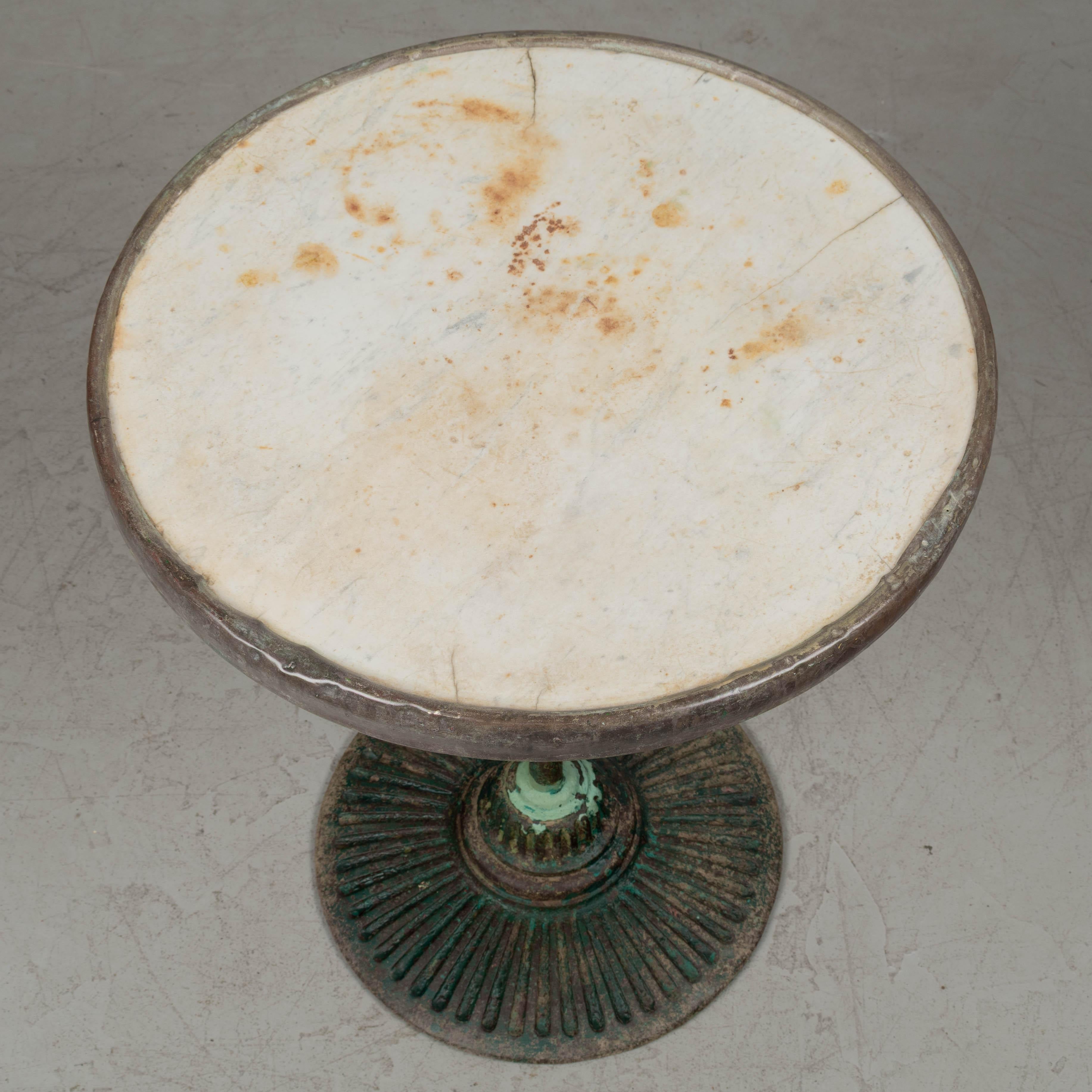 19th Century French Cast Iron Marble Top Bistro Table For Sale 2