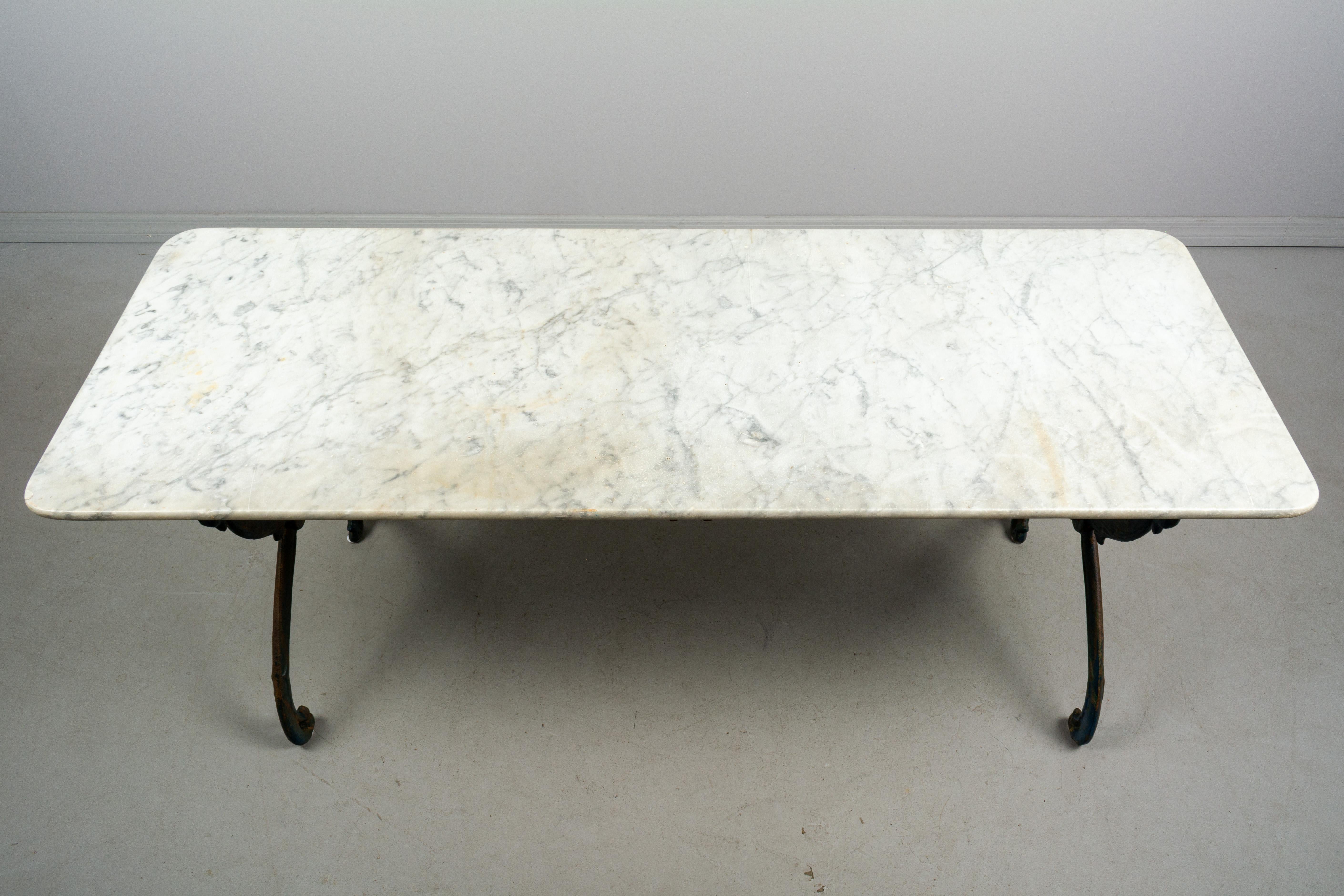 19th Century French Cast Iron Marble-Top Bistro Table 4