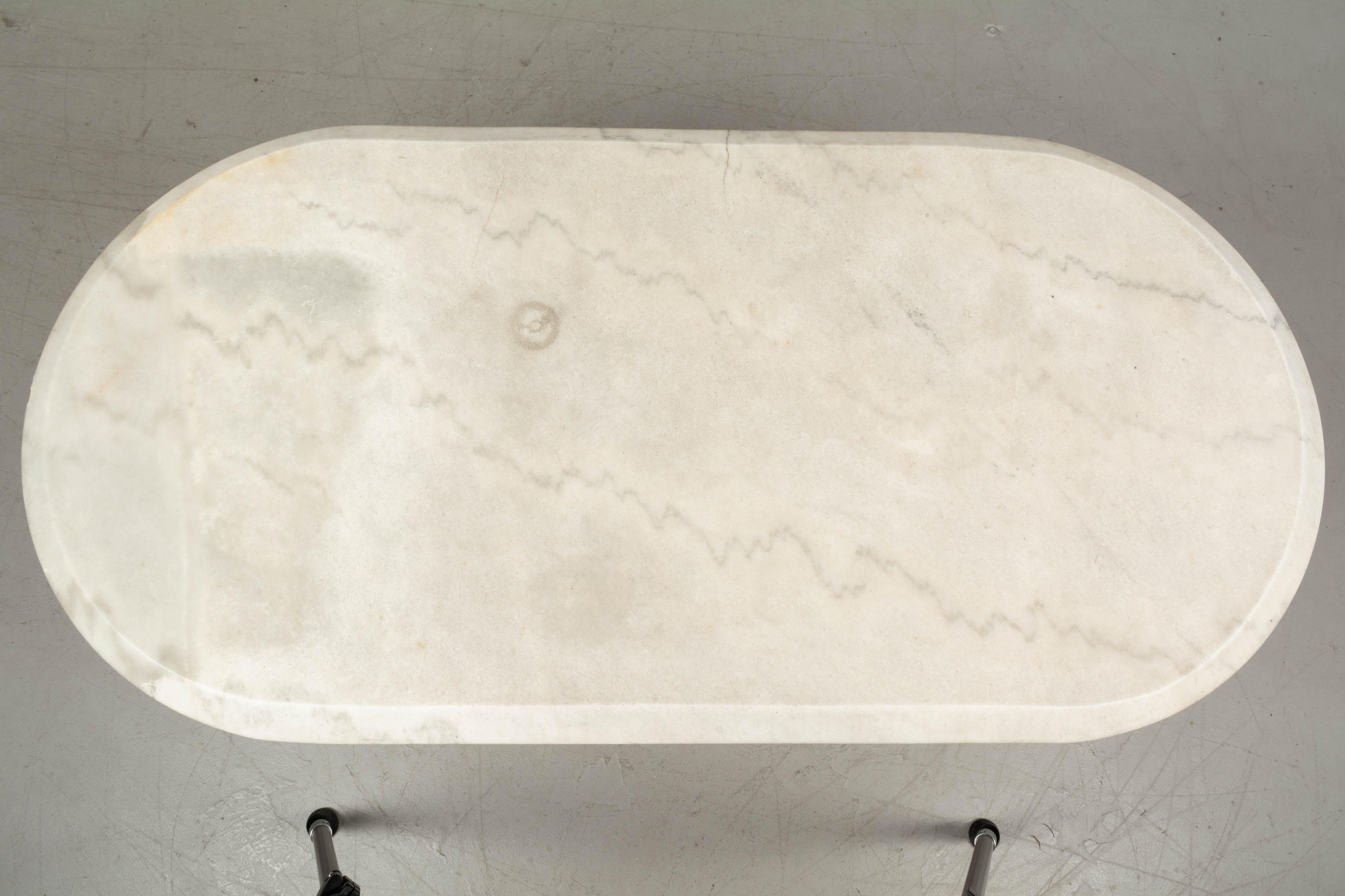19th Century French Cast Iron Marble-Top Bistro Table 5